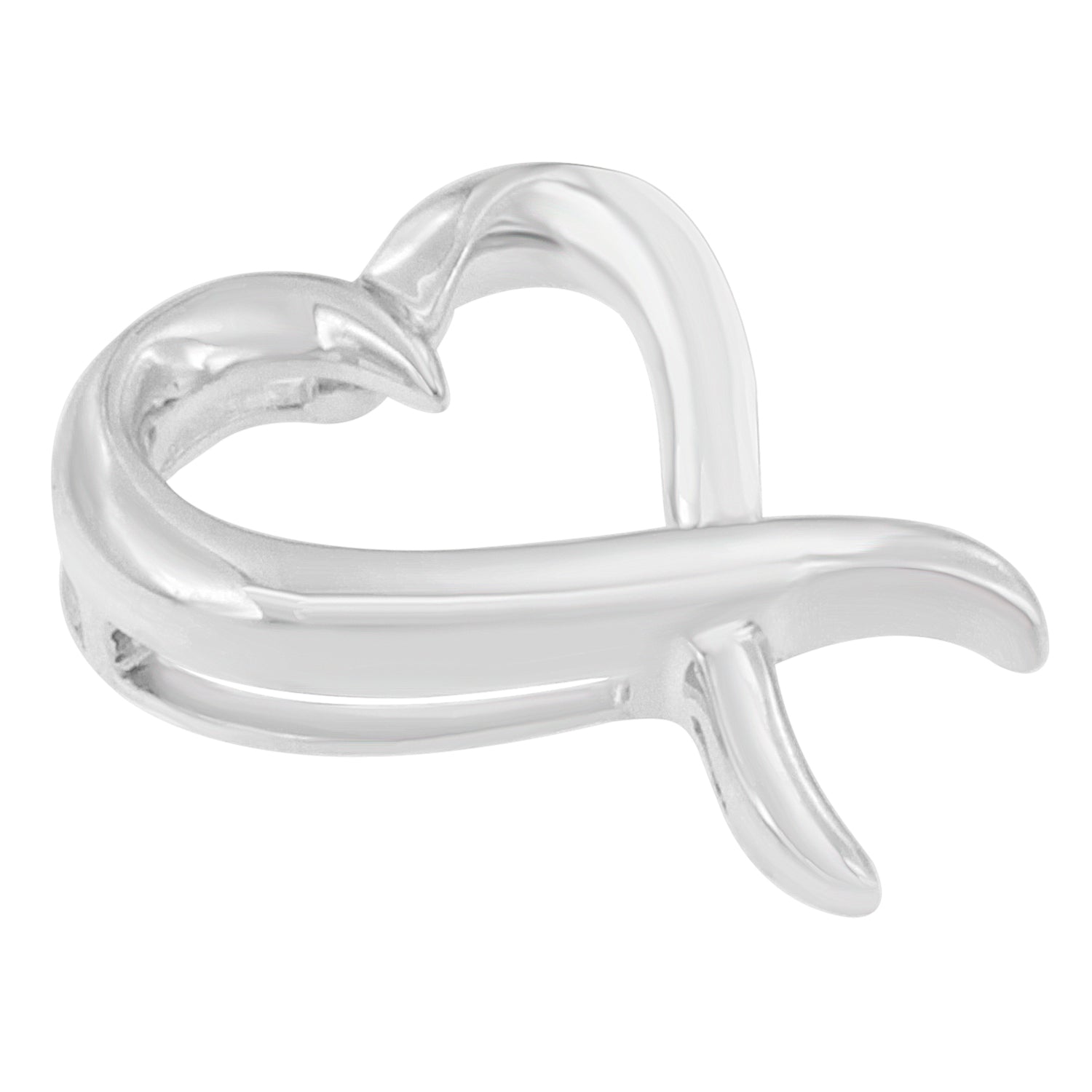.925 Sterling Silver Open Heart-Shaped Awareness Ribbon Pendant Necklace by Bids.com