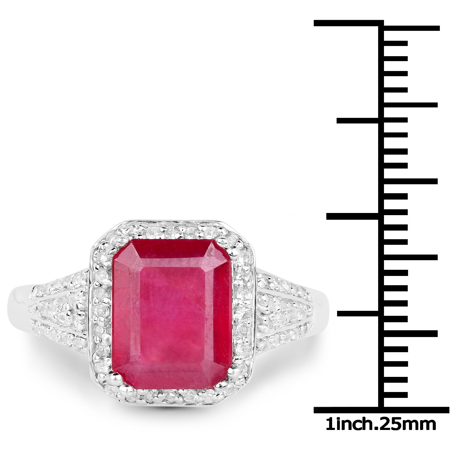 4.55 Carat Glass Filled Ruby and White Topaz .925 Sterling Silver Ring by Bids.com