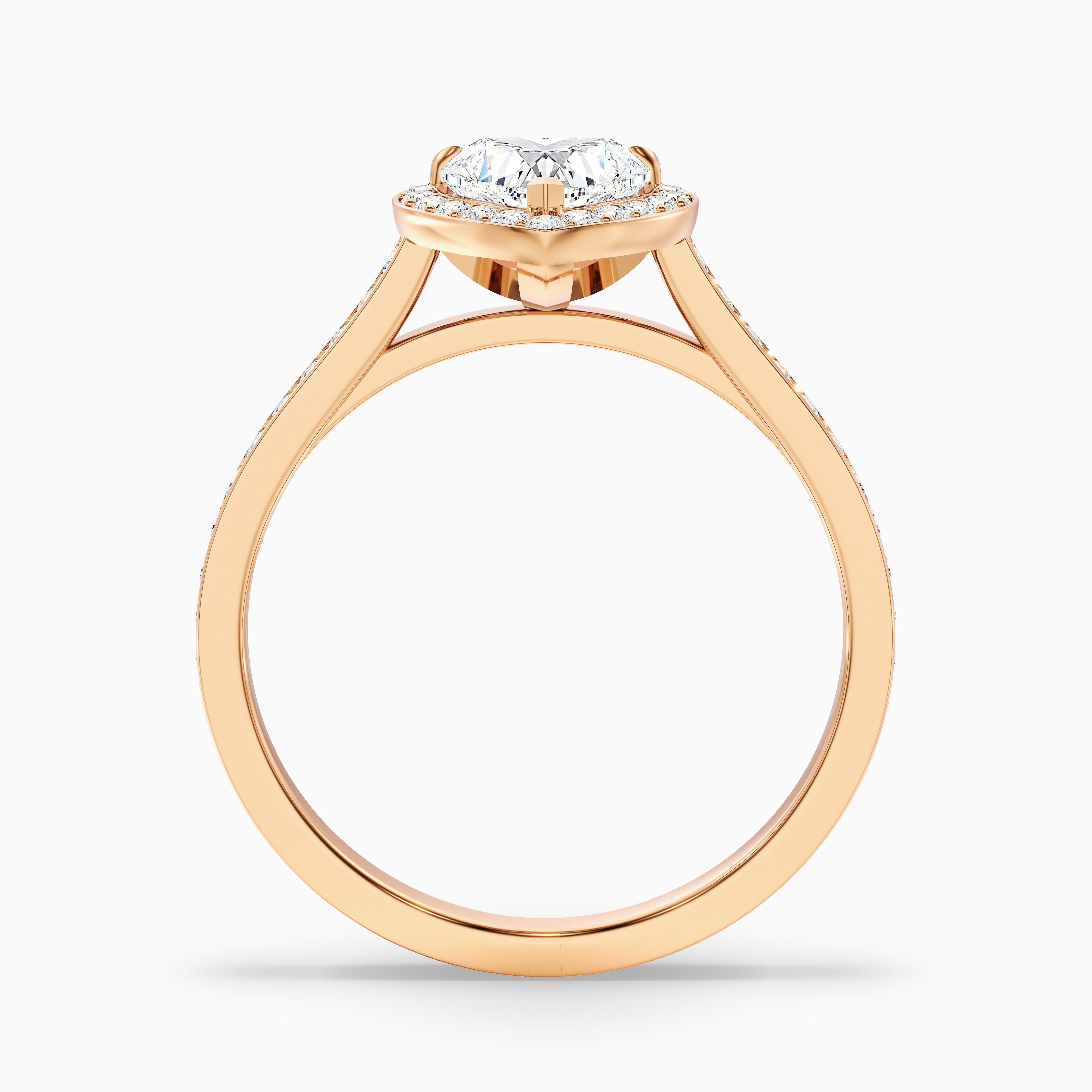 Macy 3 Carat Heart Shaped Halo Pave Lab Grown Diamond Ring in 14k White Gold DestGlow