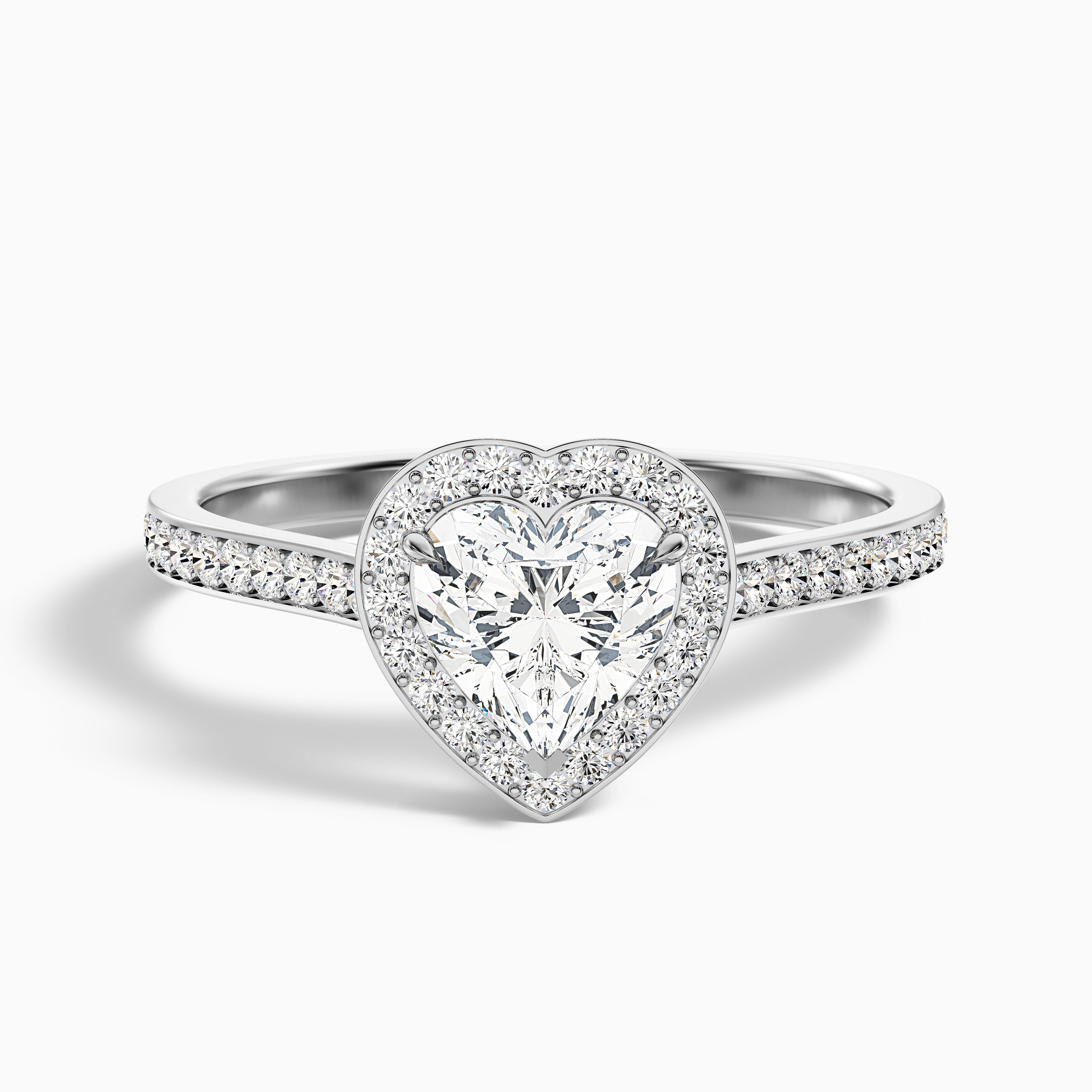 Macy 3.5 Carat Heart Shaped Halo Pave Lab Grown Diamond Ring in 10k Rose Gold DestGlow
