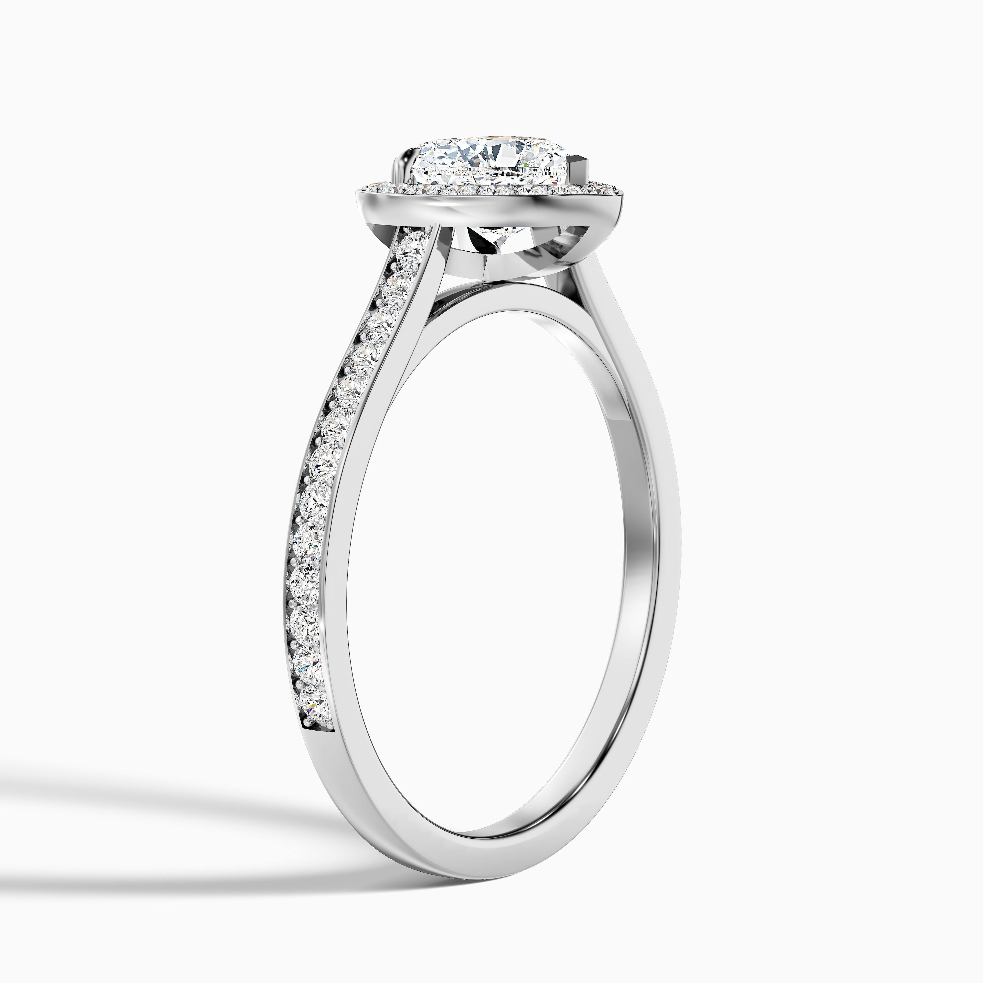 Arla 8 Carat Heart Shaped Halo Pave Moissanite Engagement Ring in Platinum DestGlow