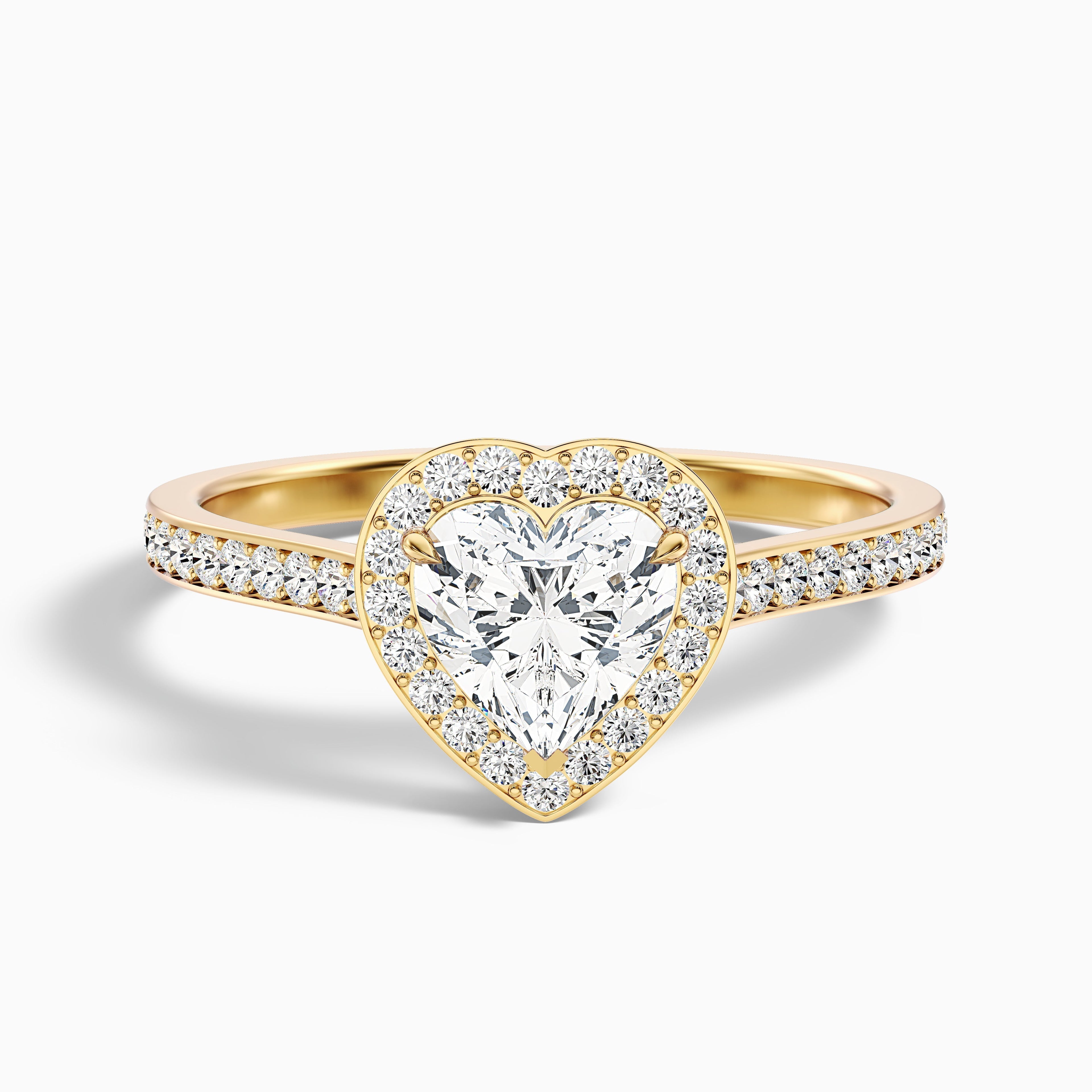 Kira 3.5 Carat Heart Shaped Halo Pave Moissanite Engagement Ring in 18k Rose Gold DestGlow