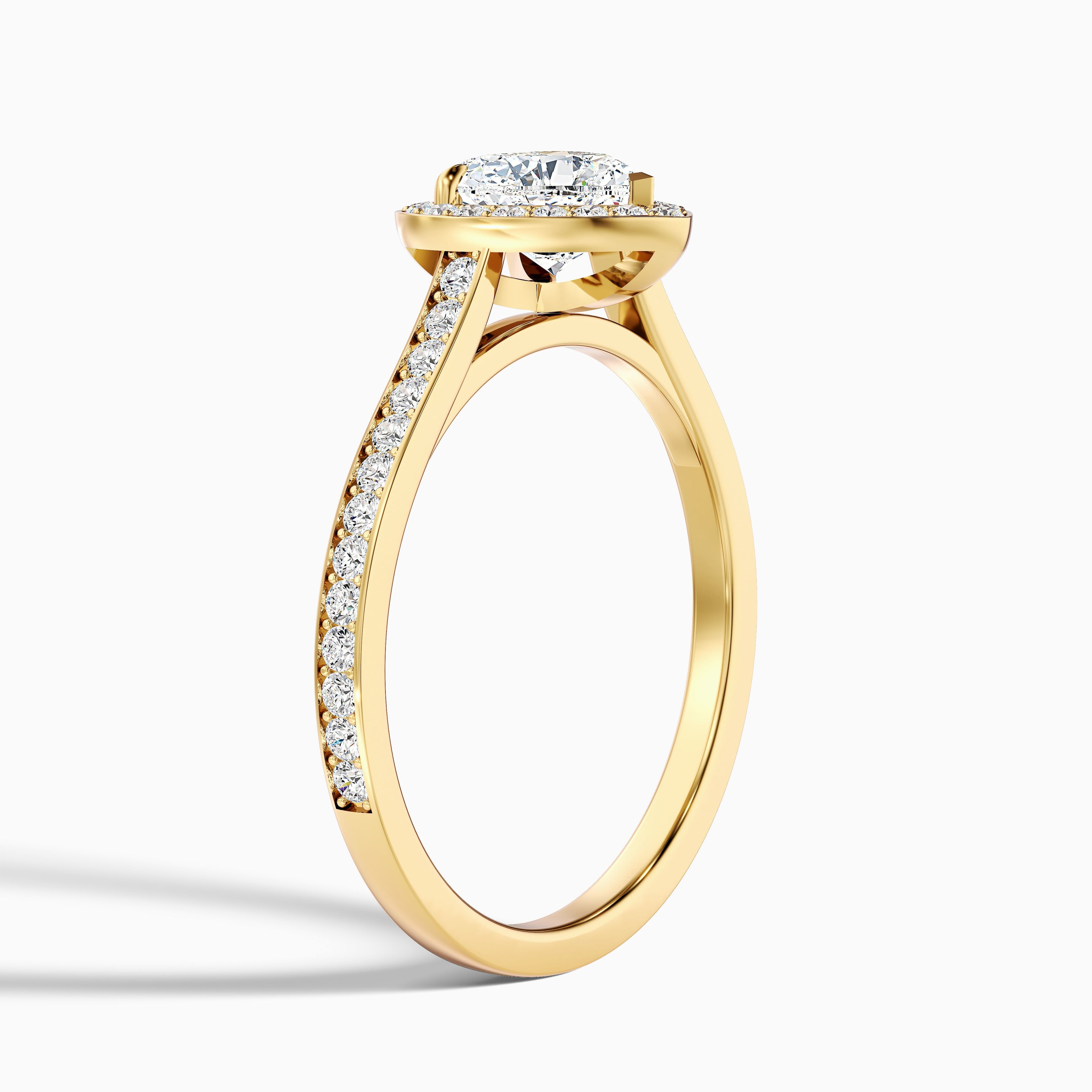 Macy 3.5 Carat Heart Shaped Halo Pave Lab Grown Diamond Ring in 10k Yellow Gold DestGlow