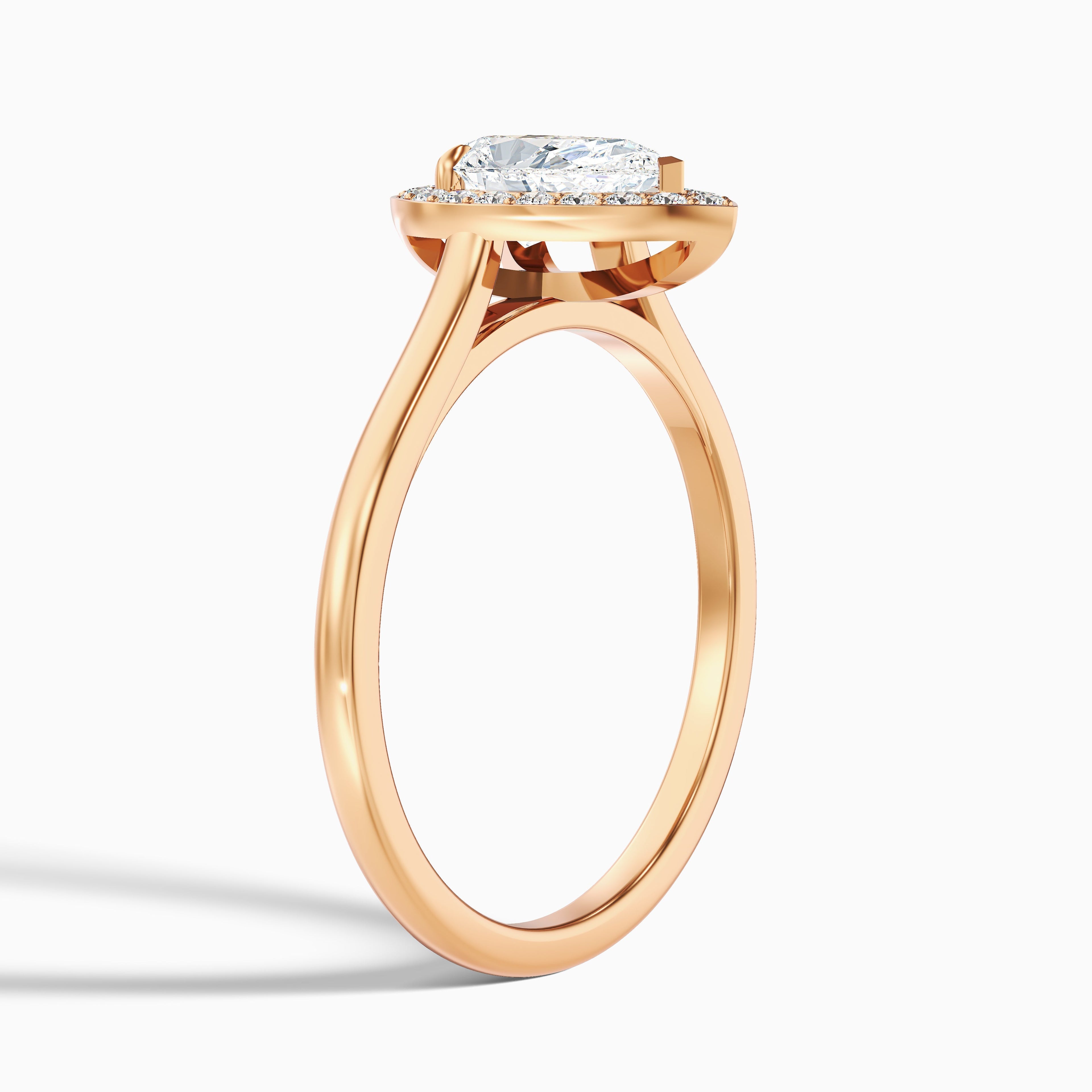 Nina 4 Carat Pear Halo Lab Grown Diamond Ring in 14k White Gold