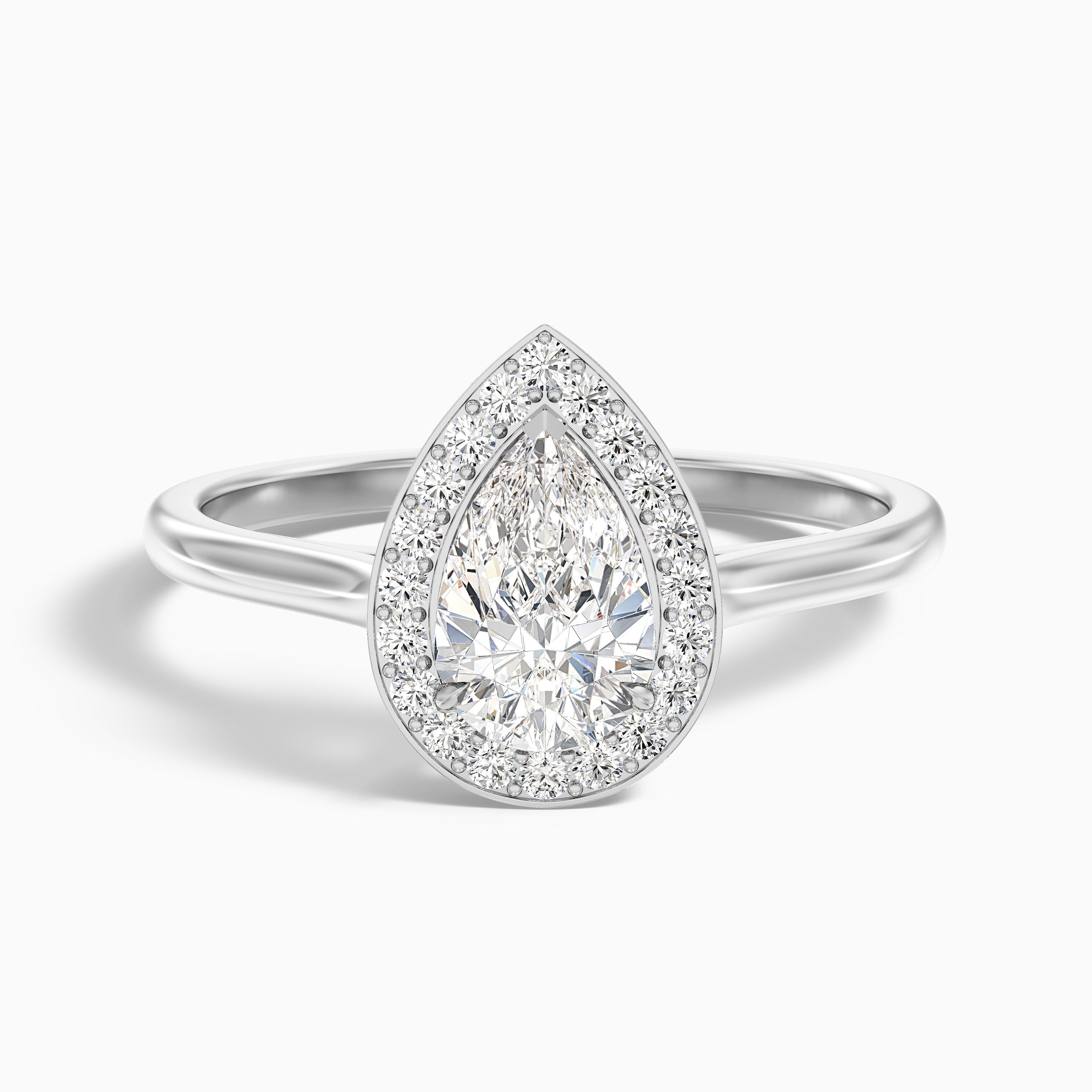 Nina 5 Carat Pear Halo Lab Grown Diamond Ring in 925 Sterling Silver