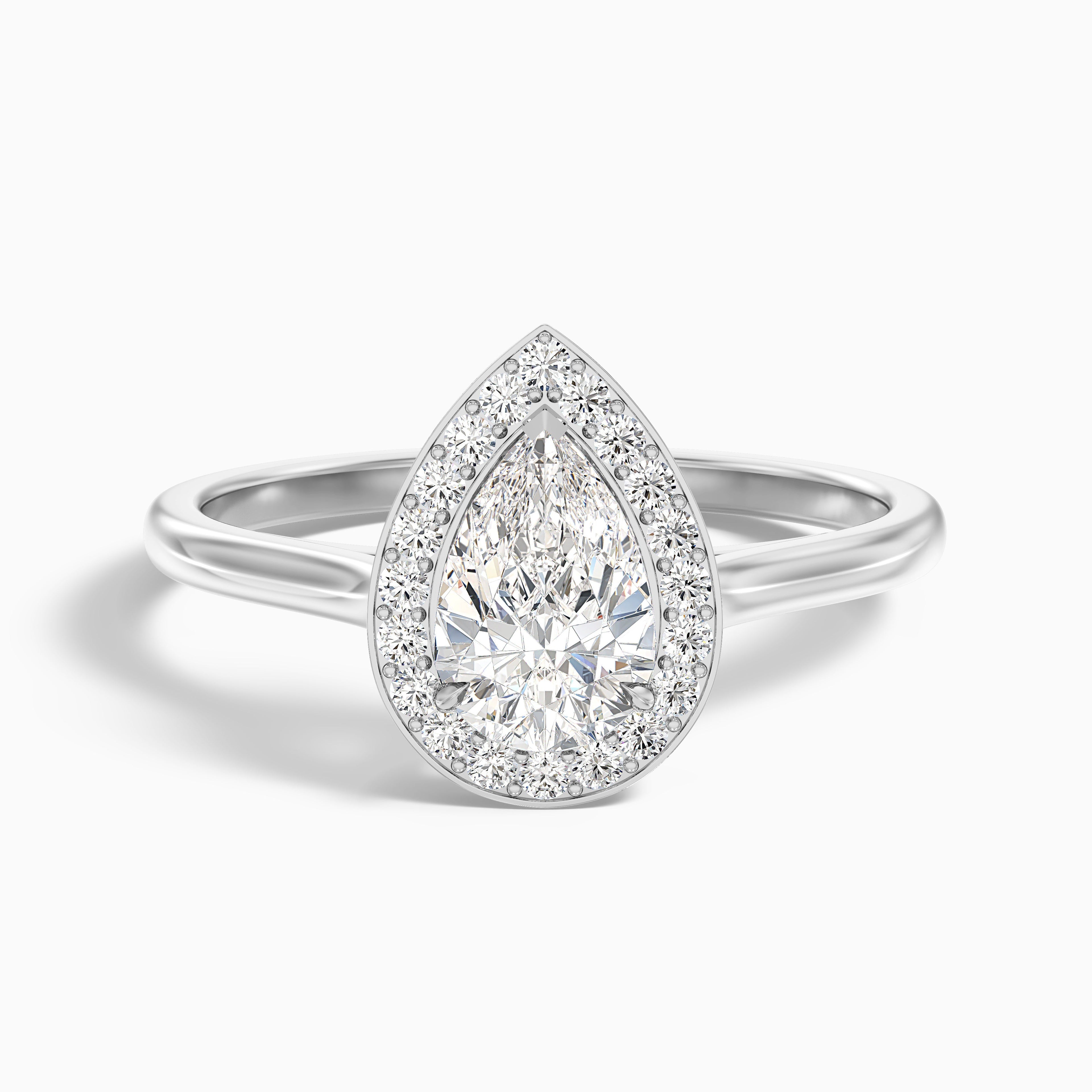 Siya 5 Carat Pear Halo Moissanite Engagement Ring in 18k Yellow Gold