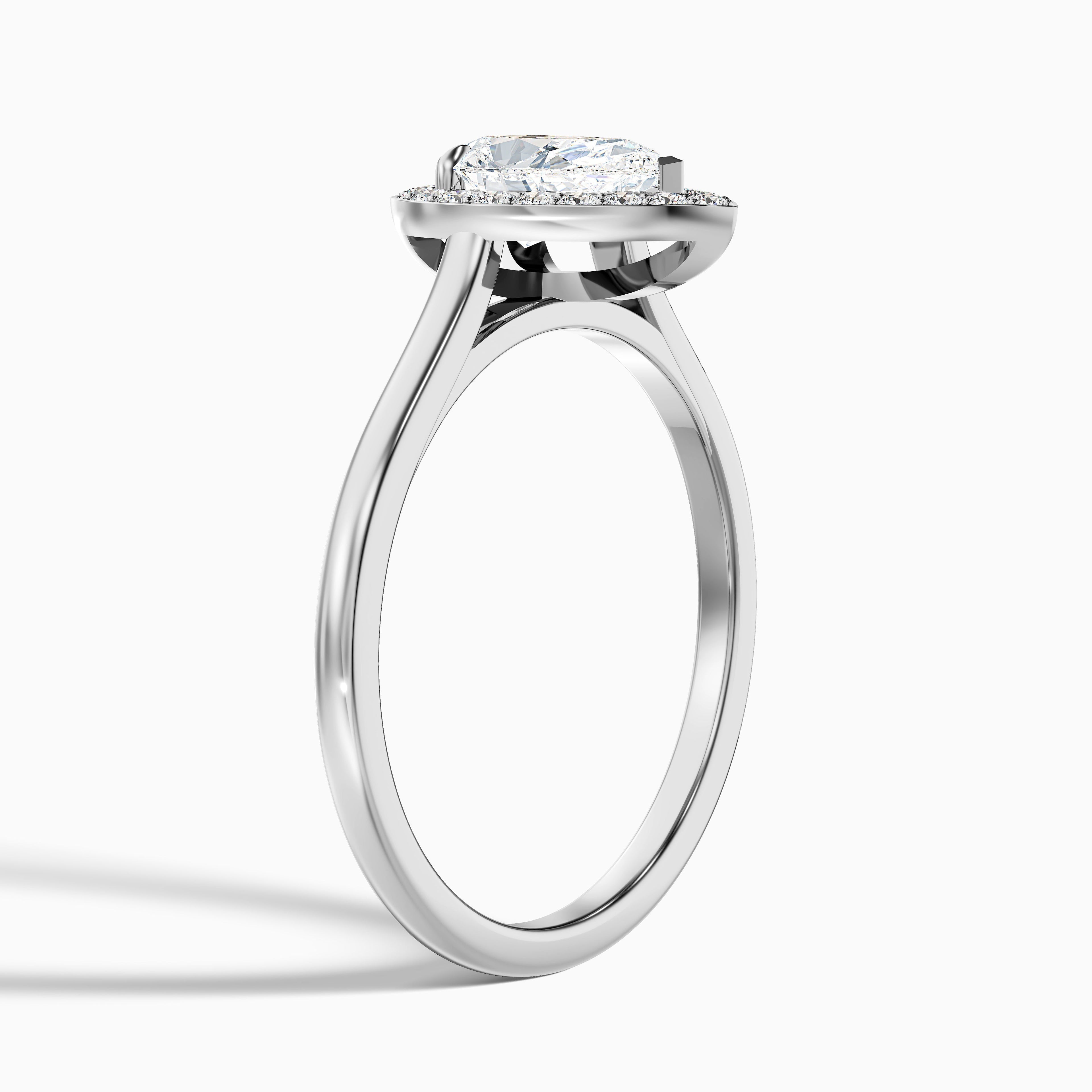 Siya 3 Carat Pear Halo Moissanite Engagement Ring in 10k White Gold