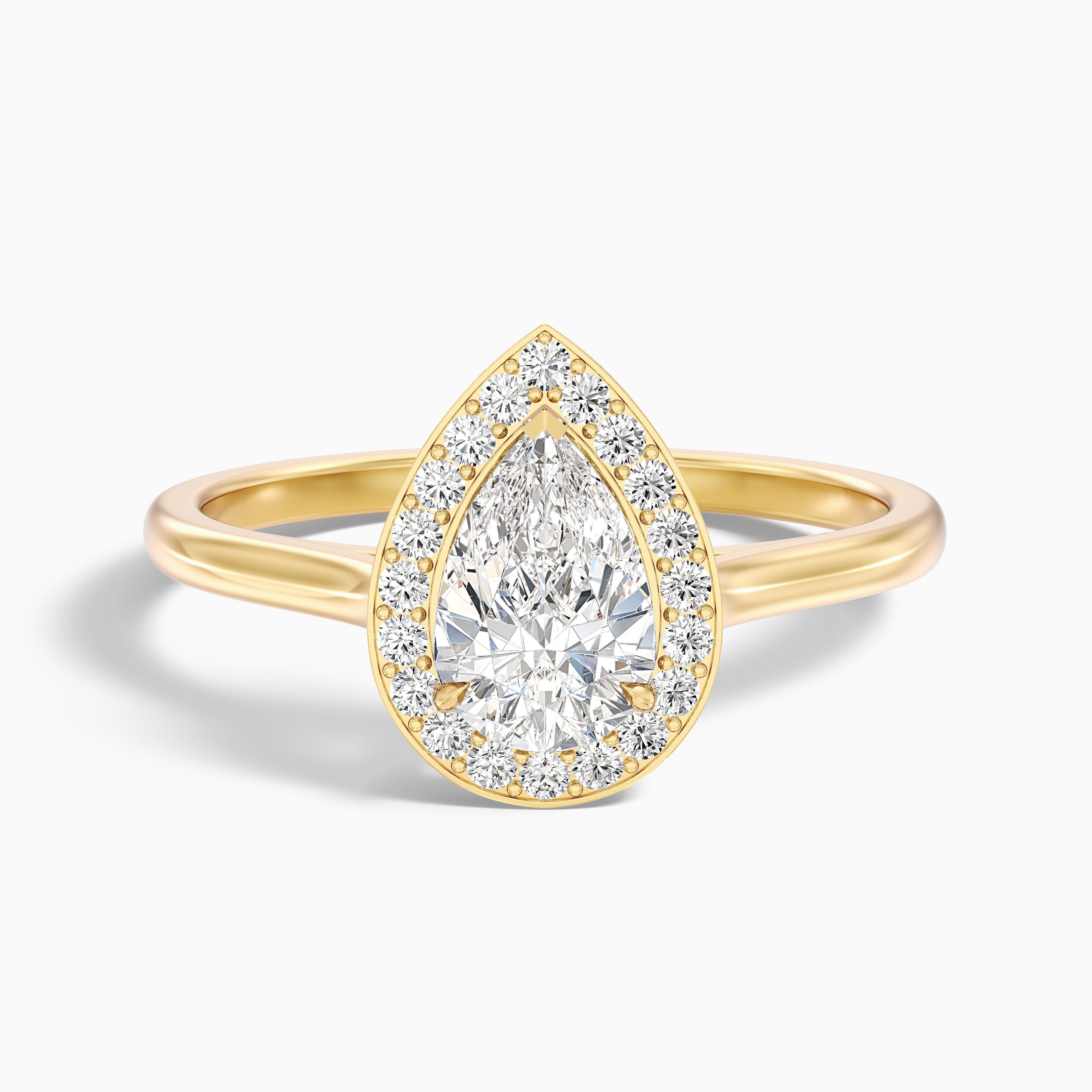 Siya 5 Carat Pear Halo Moissanite Engagement Ring in Platinum