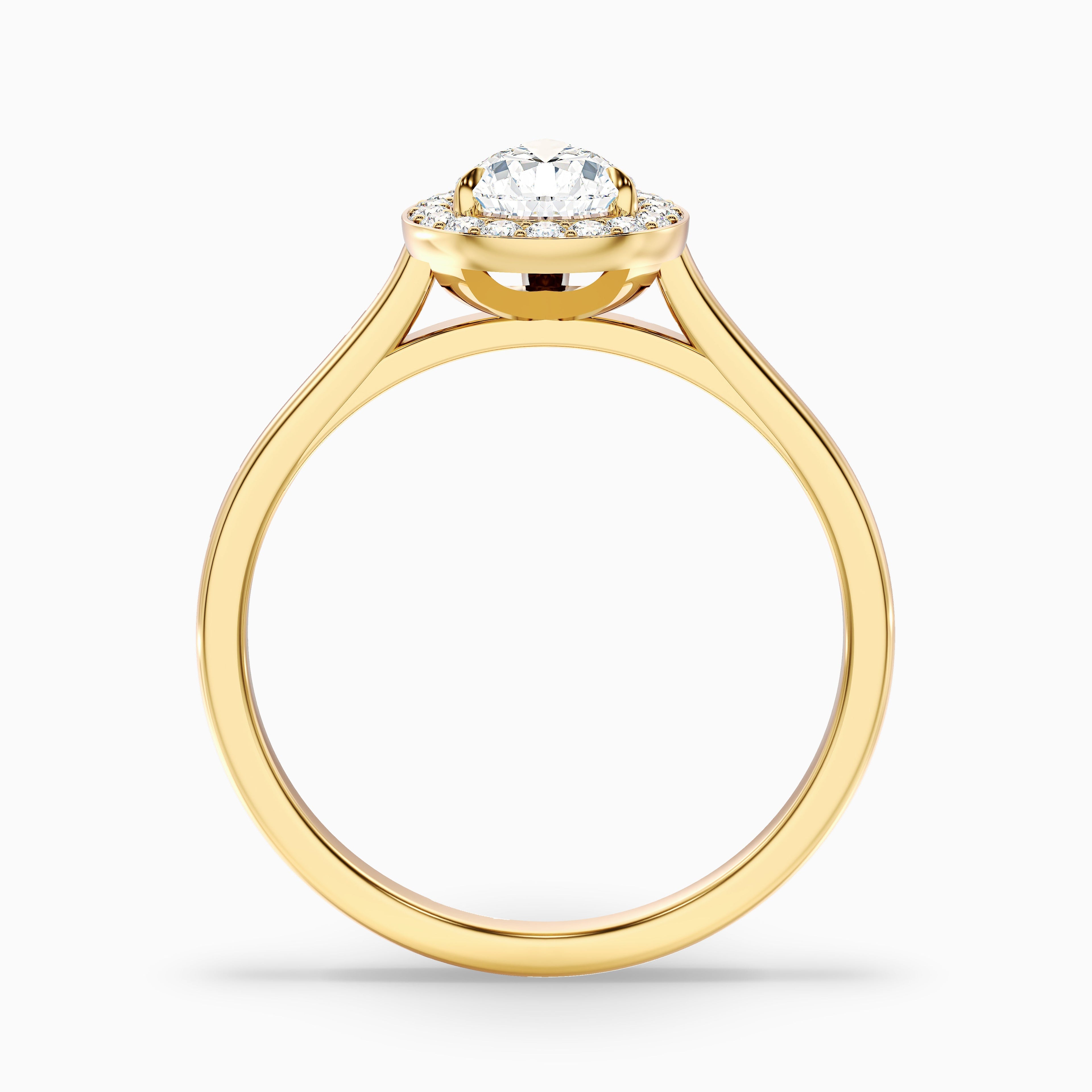 Siya 1.5 Carat Pear Halo Moissanite Engagement Ring in 10k Yellow Gold