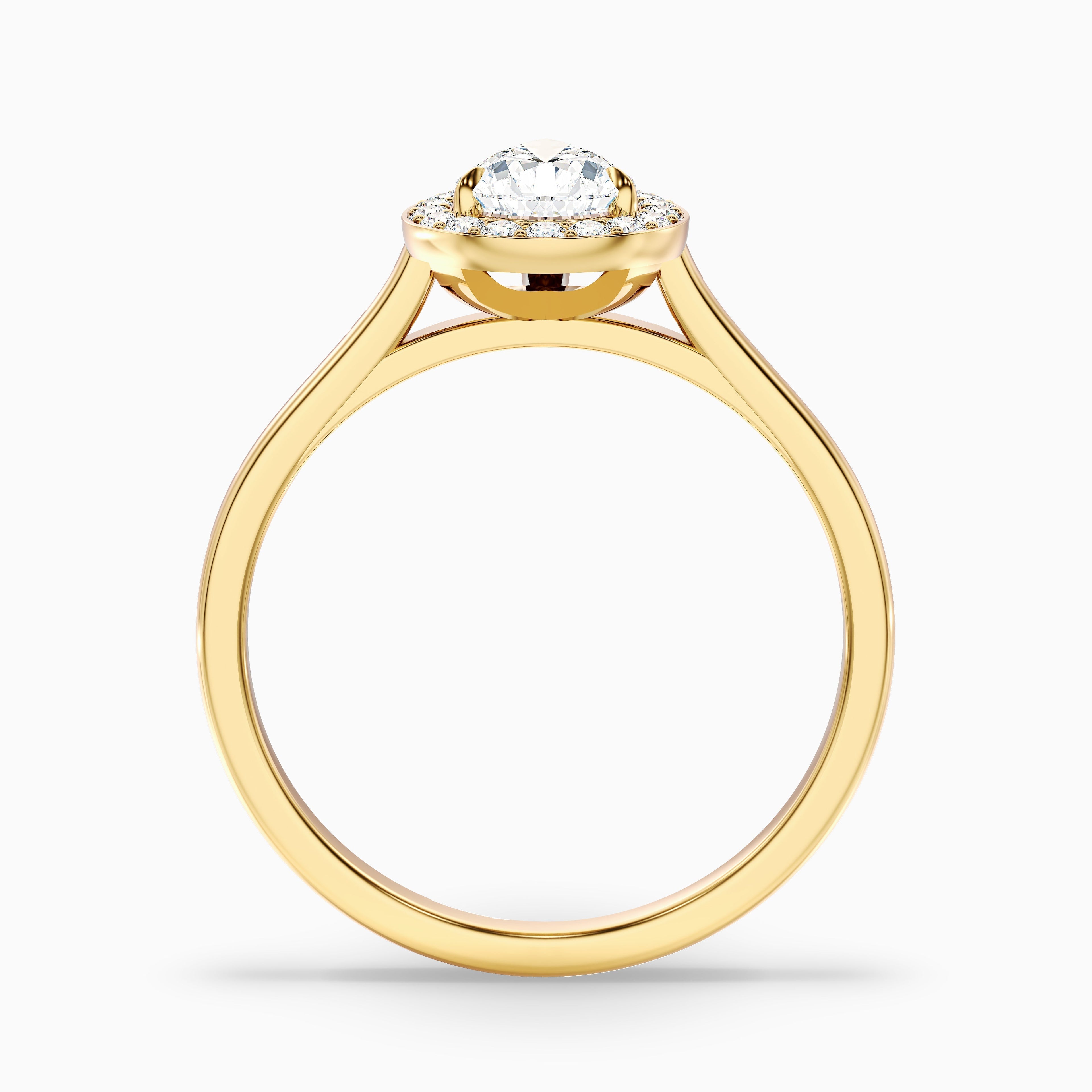 Nina 1 Carat Pear Halo Lab Grown Diamond Ring in 14k White Gold DestGlow