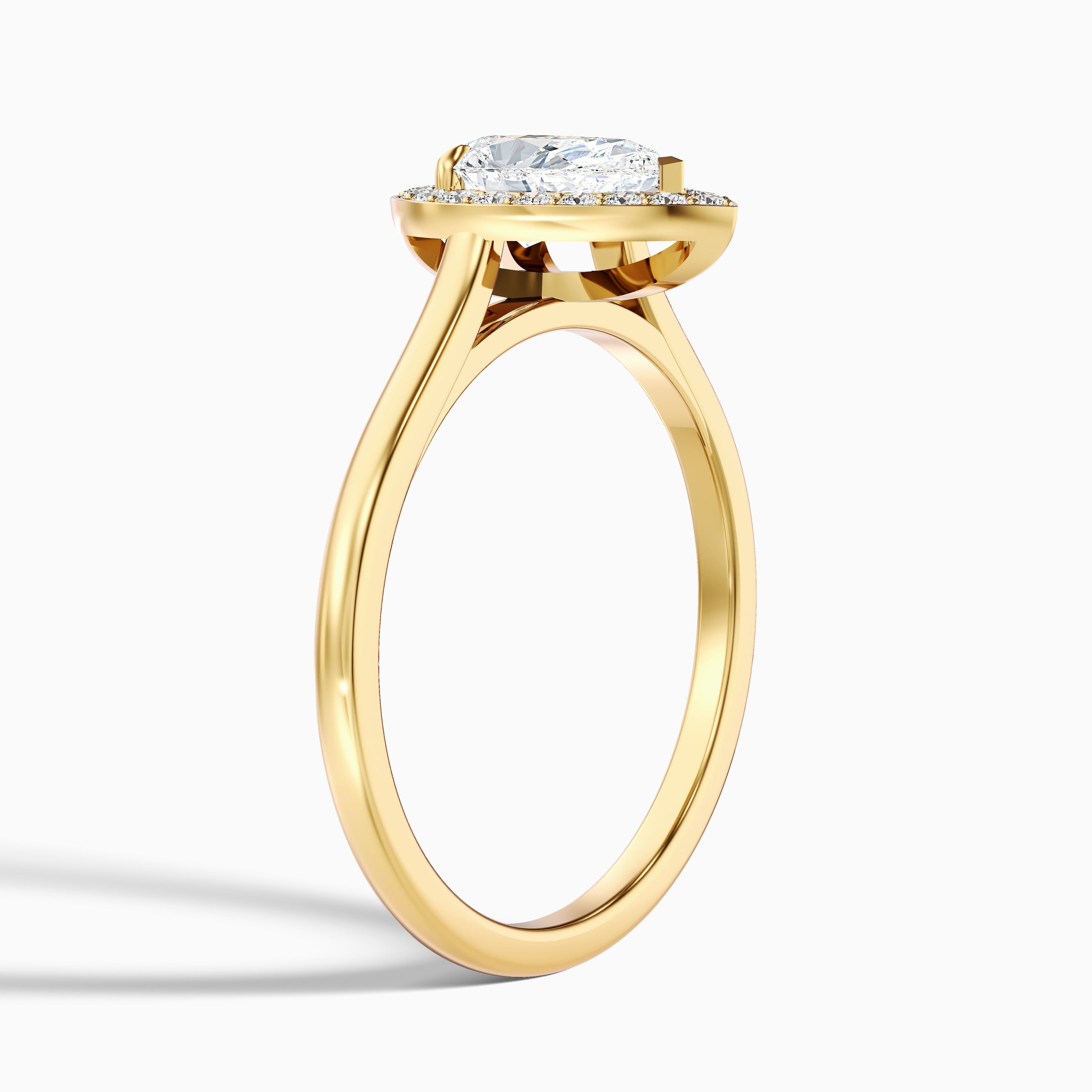 Siya 1.5 Carat Pear Halo Moissanite Engagement Ring in 14k Yellow Gold DestGlow