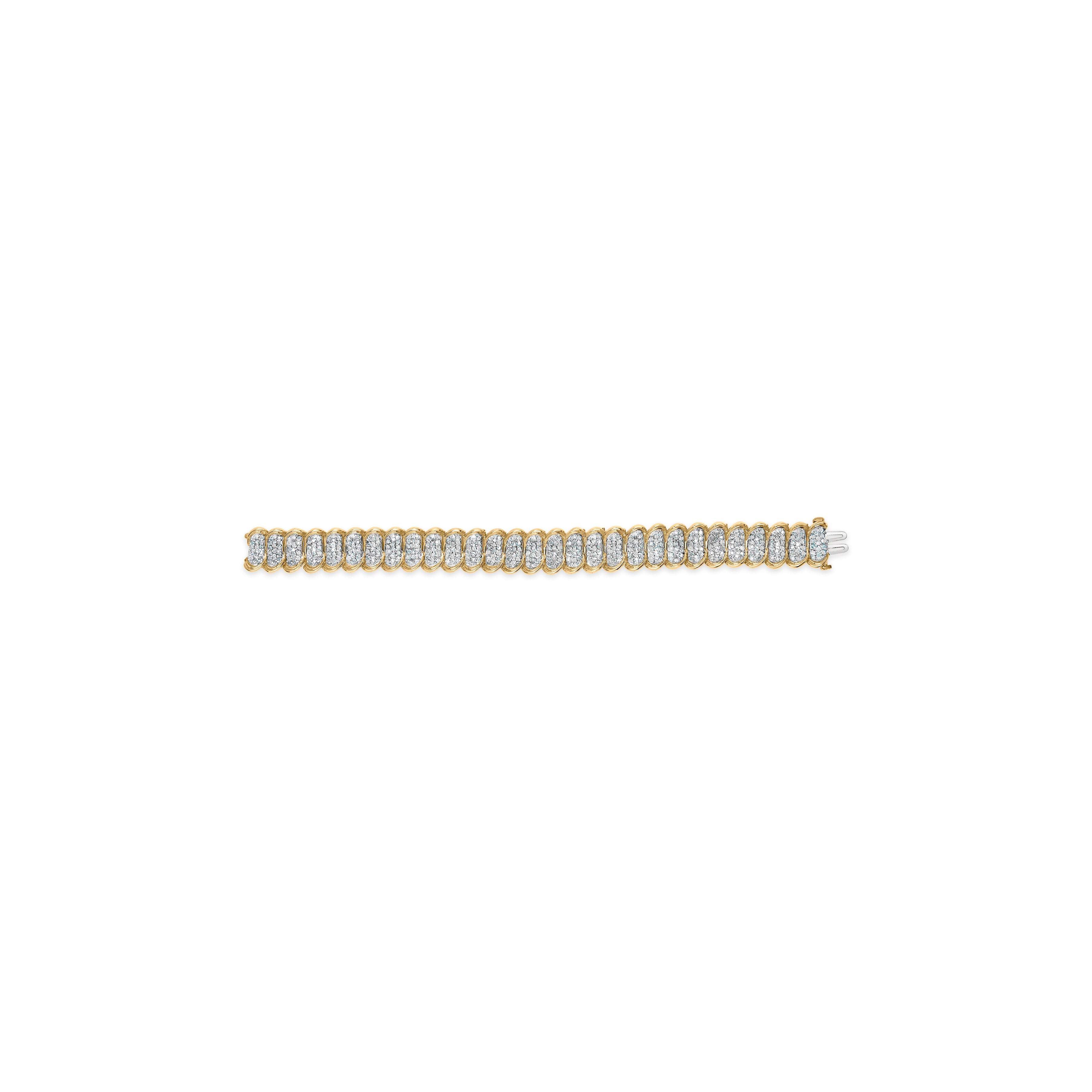 10K Yellow Gold 4.00 Cttw Pave Diamond Classic Link 7" Bracelet (I-J Color, I2-I3 Clarity) by Bids.com