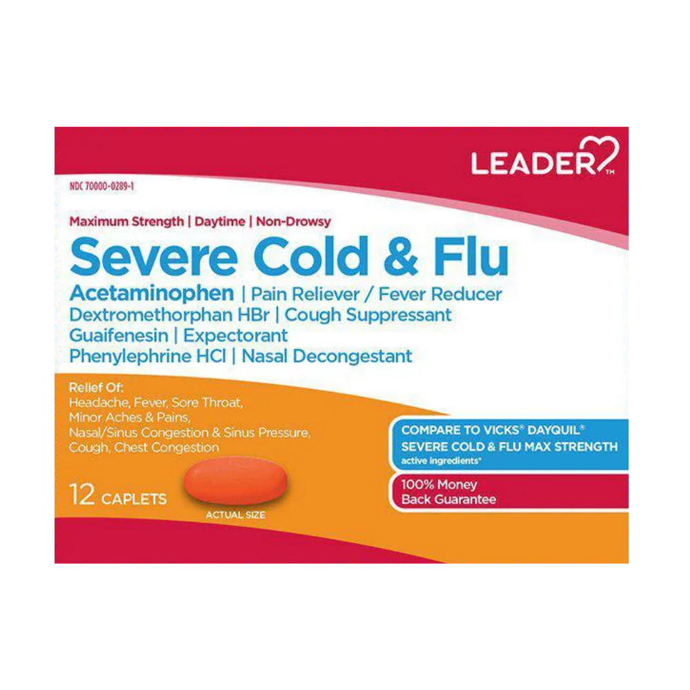 Leader Severe Cold & Flu Maximum Strength Day Time (12ct) by Farmacias Savia