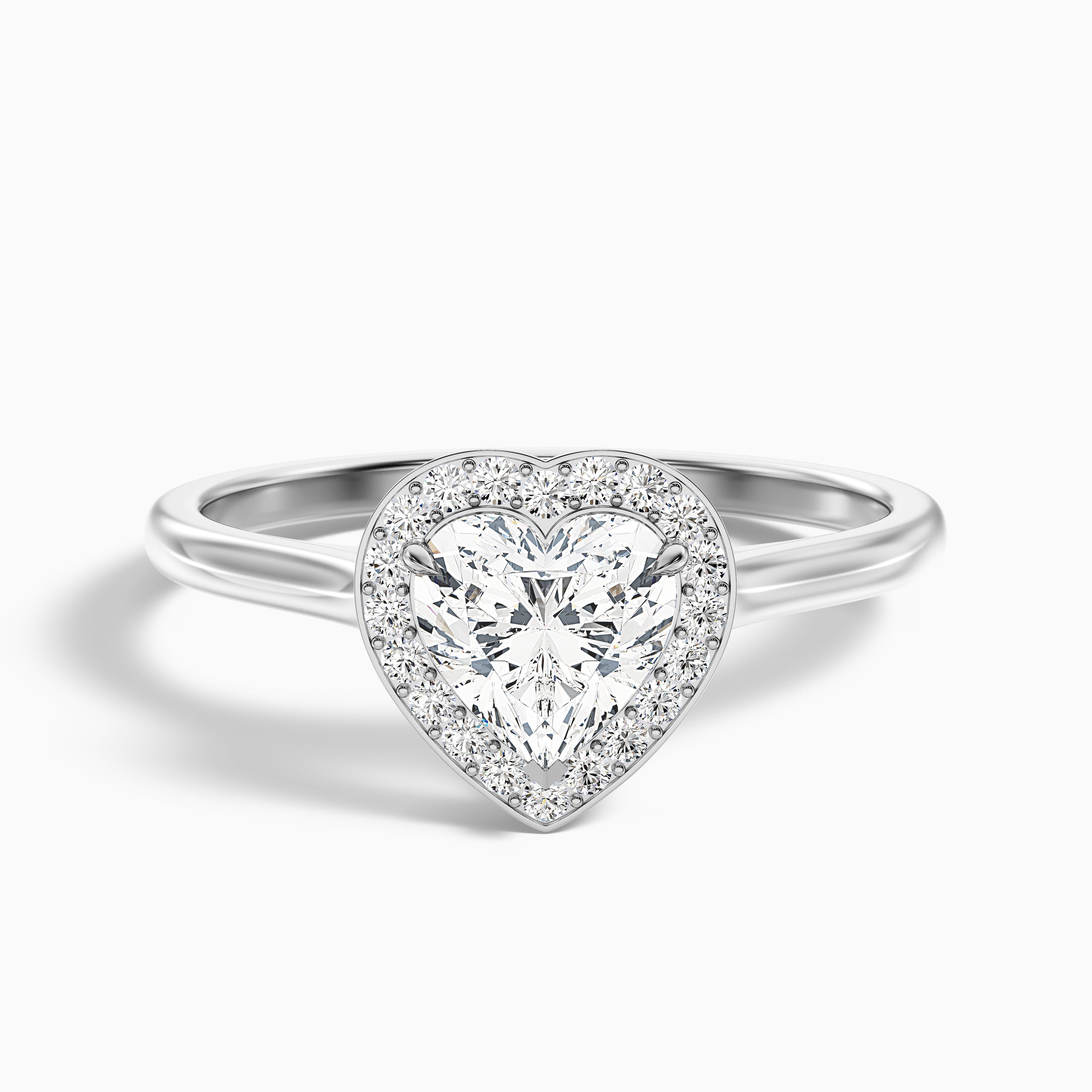 Nyla 2 Carat Heart Halo Moissanite Engagement Ring in 14k Yellow Gold