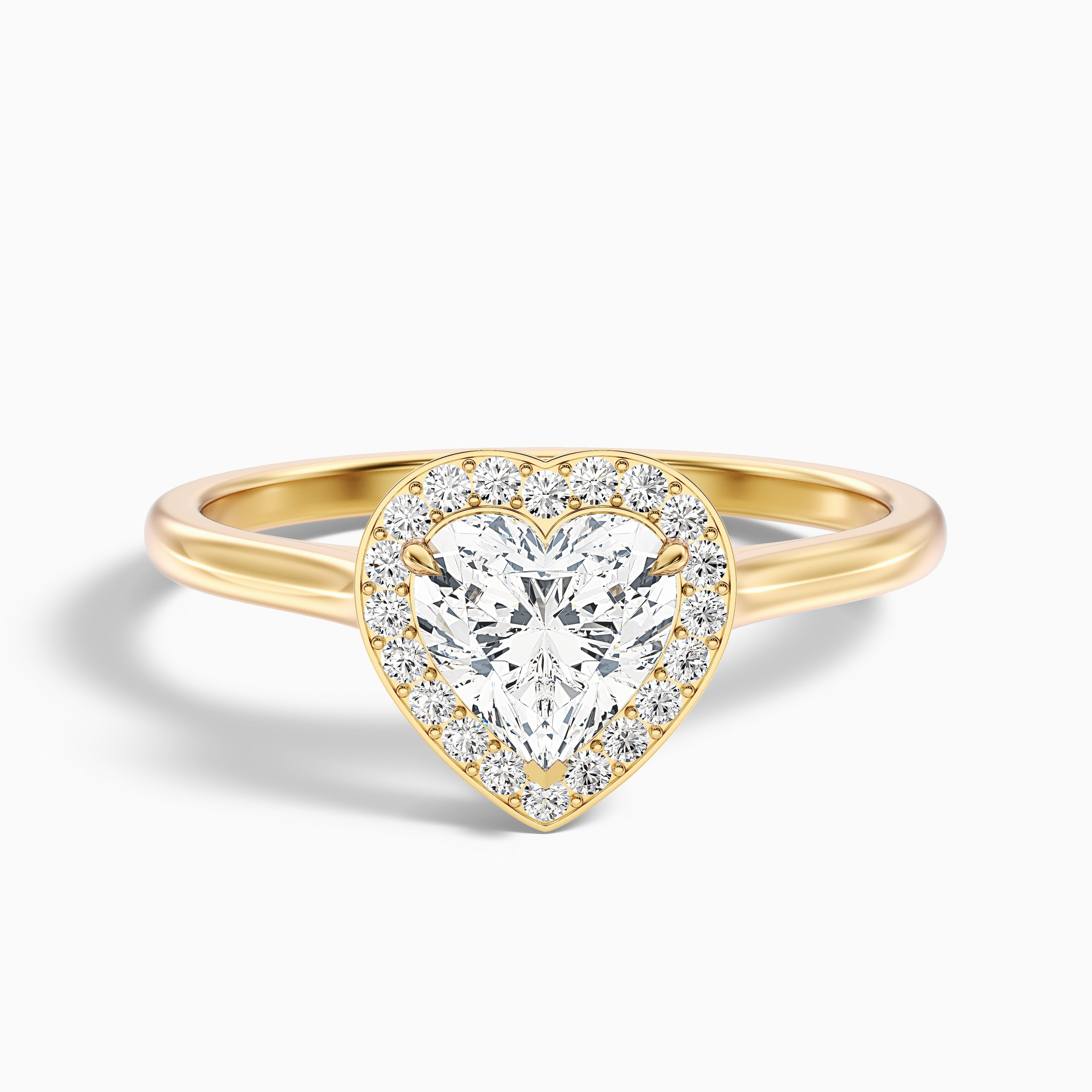 Nyla 1 Carat Heart Halo Moissanite Engagement Ring in 14k Rose Gold DestGlow