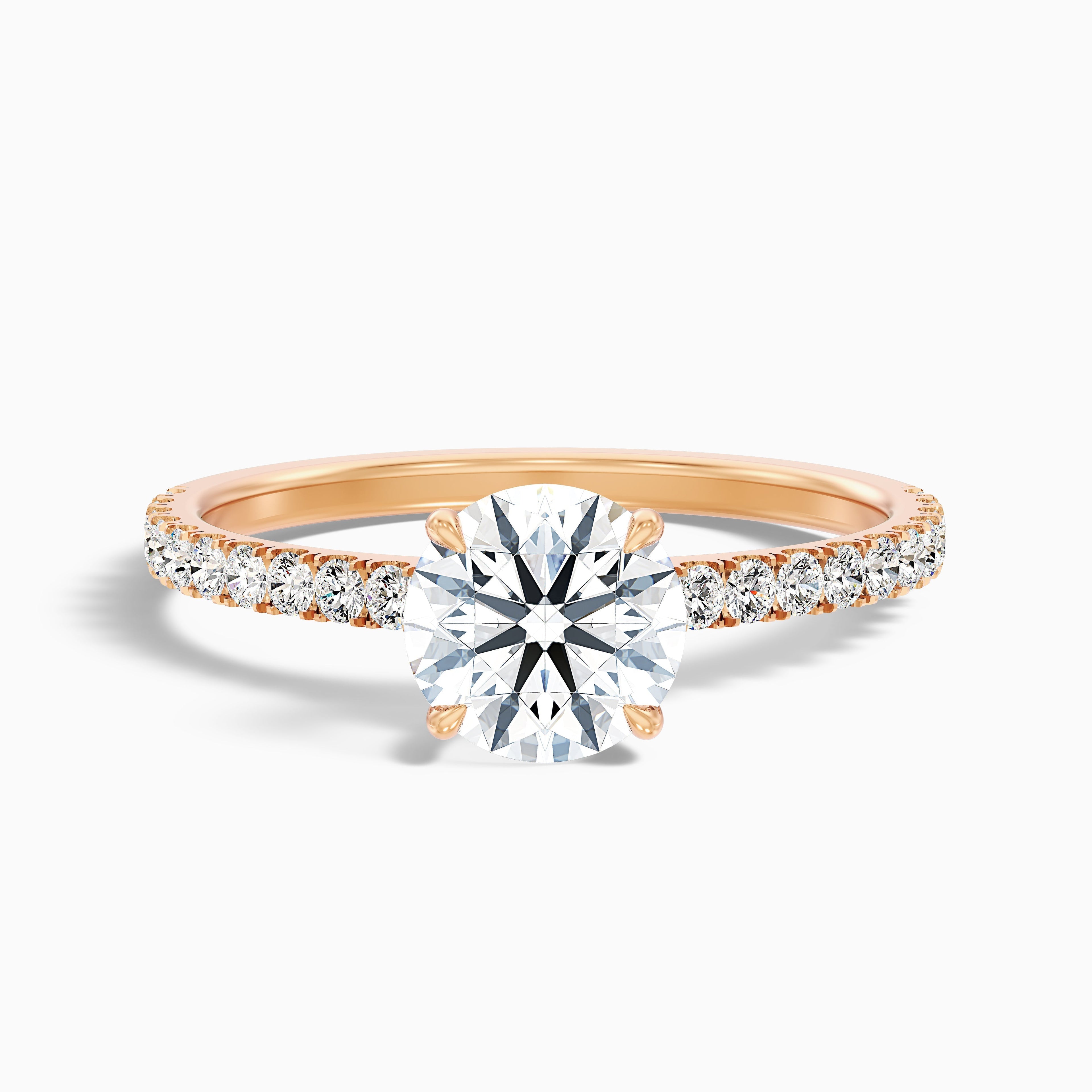 Zola 3.5 Carat Round Side Stone Pave Moissanite Engagement Ring in 10k Yellow Gold