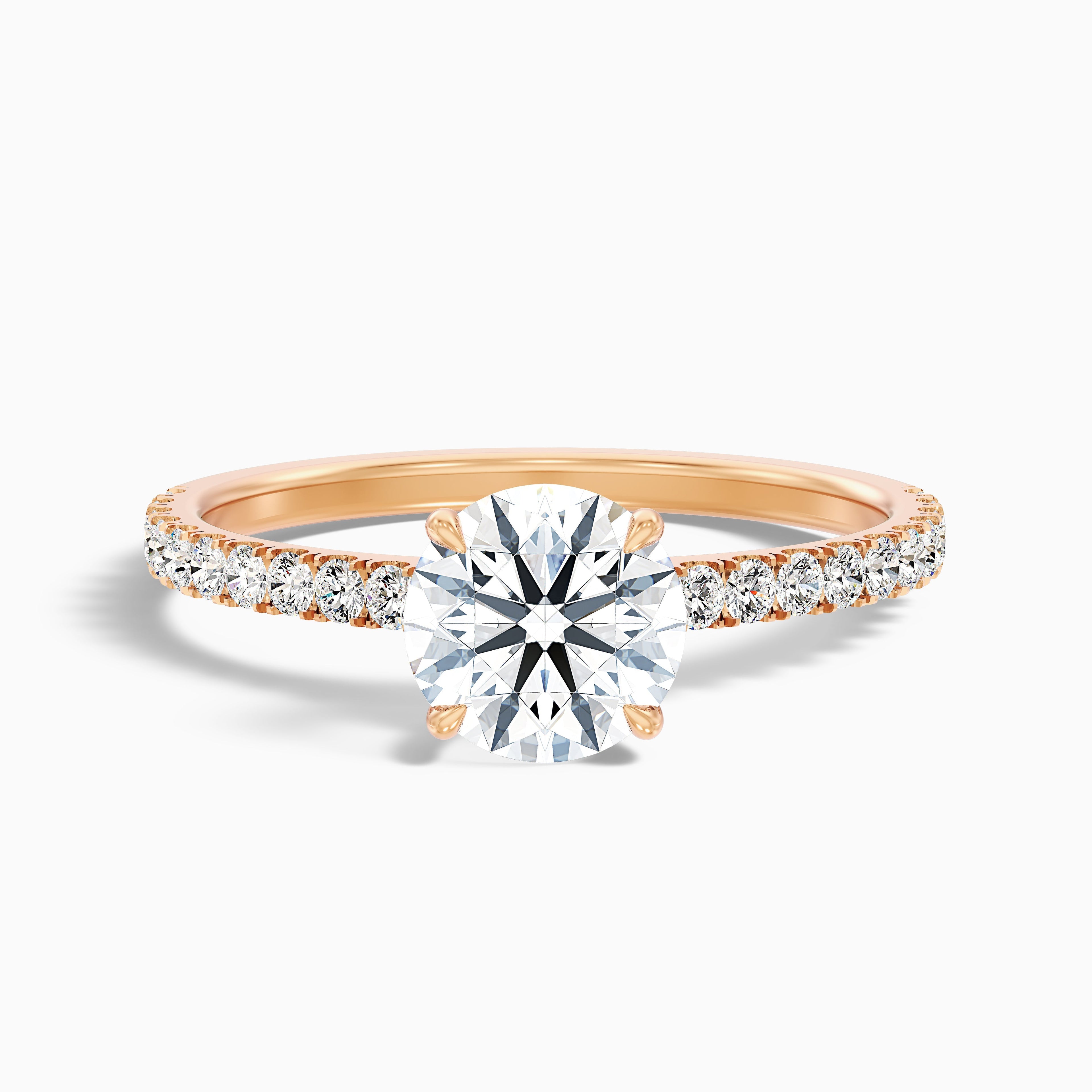Zola 2 Carat Round Side Stone Pave Moissanite Engagement Ring in 10k White Gold