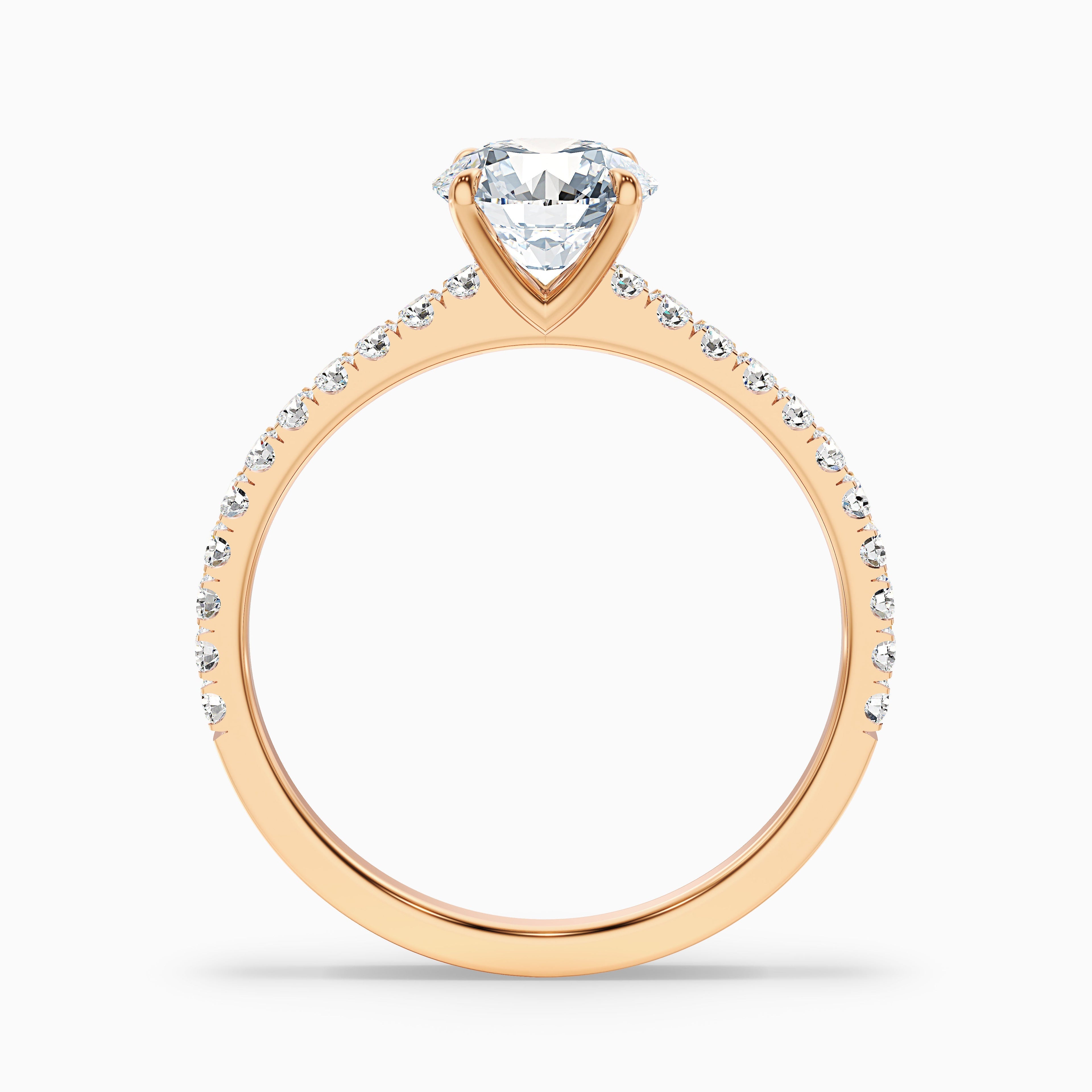 Zola 5.5 Carat Round Side Stone Pave Moissanite Engagement Ring in Platinum