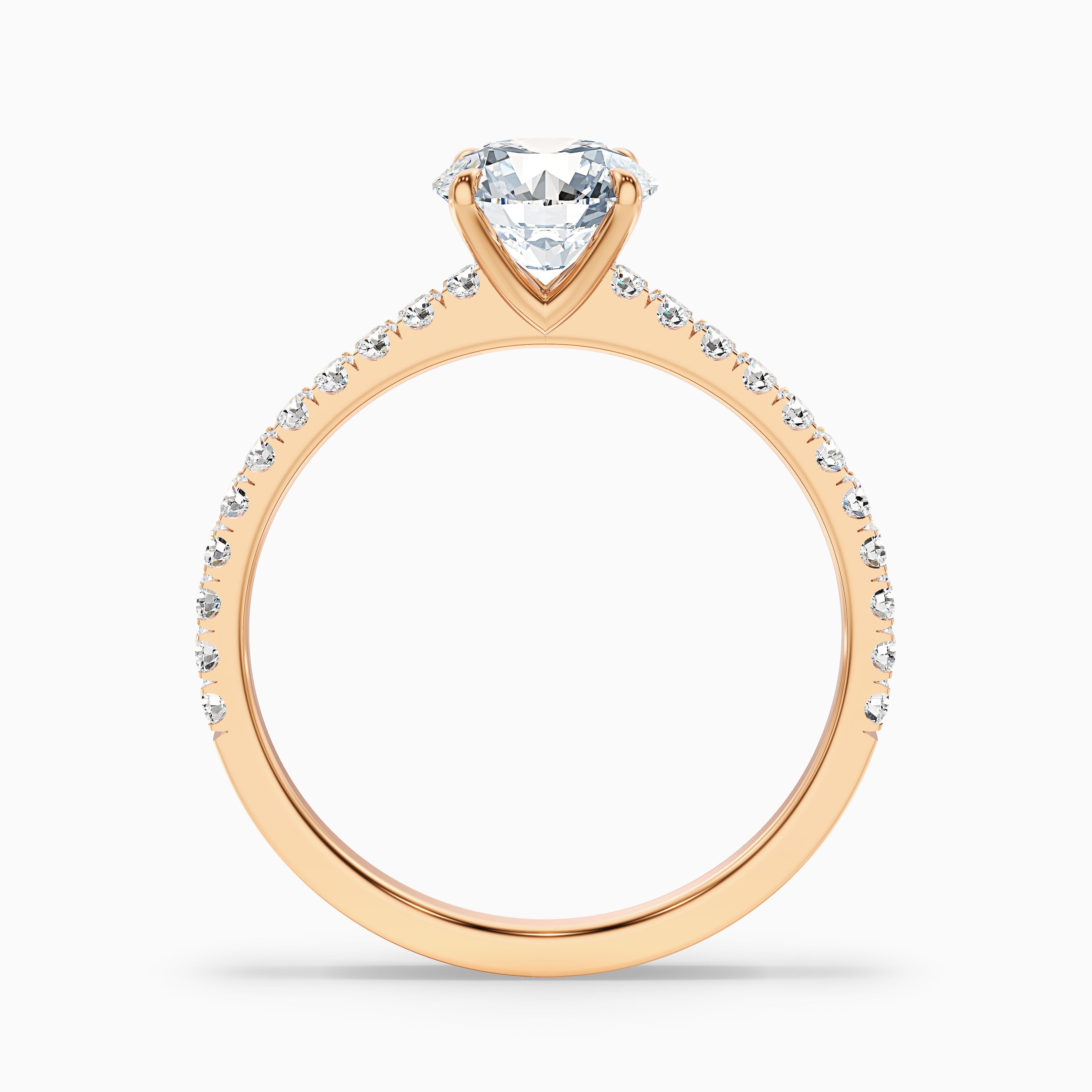 Sarah 4.5 Carat Round Side Stone Pave Lab Grown Diamond Ring in 14k Rose Gold