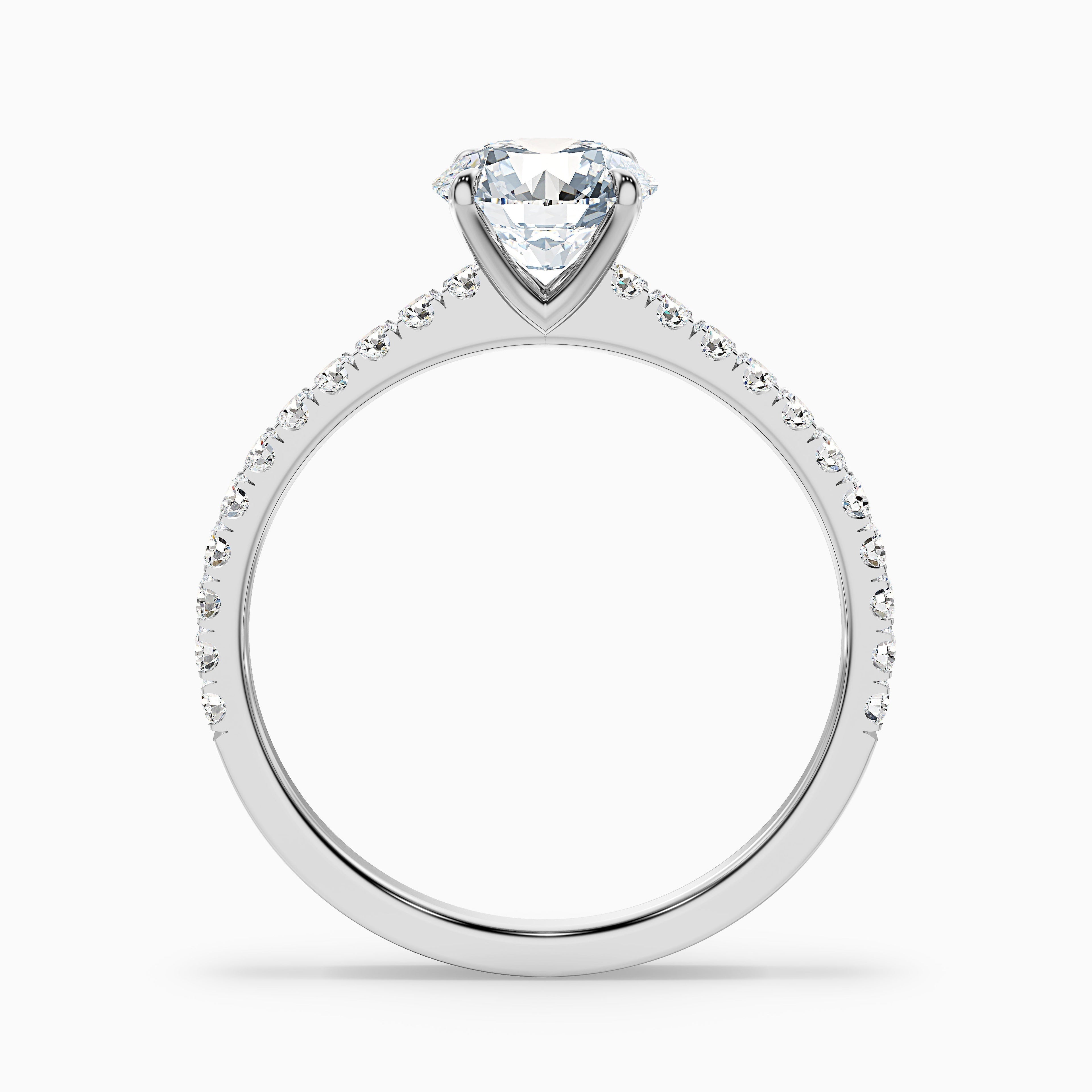 Zola 2 Carat Round Side Stone Pave Moissanite Engagement Ring in 925 Sterling Silver
