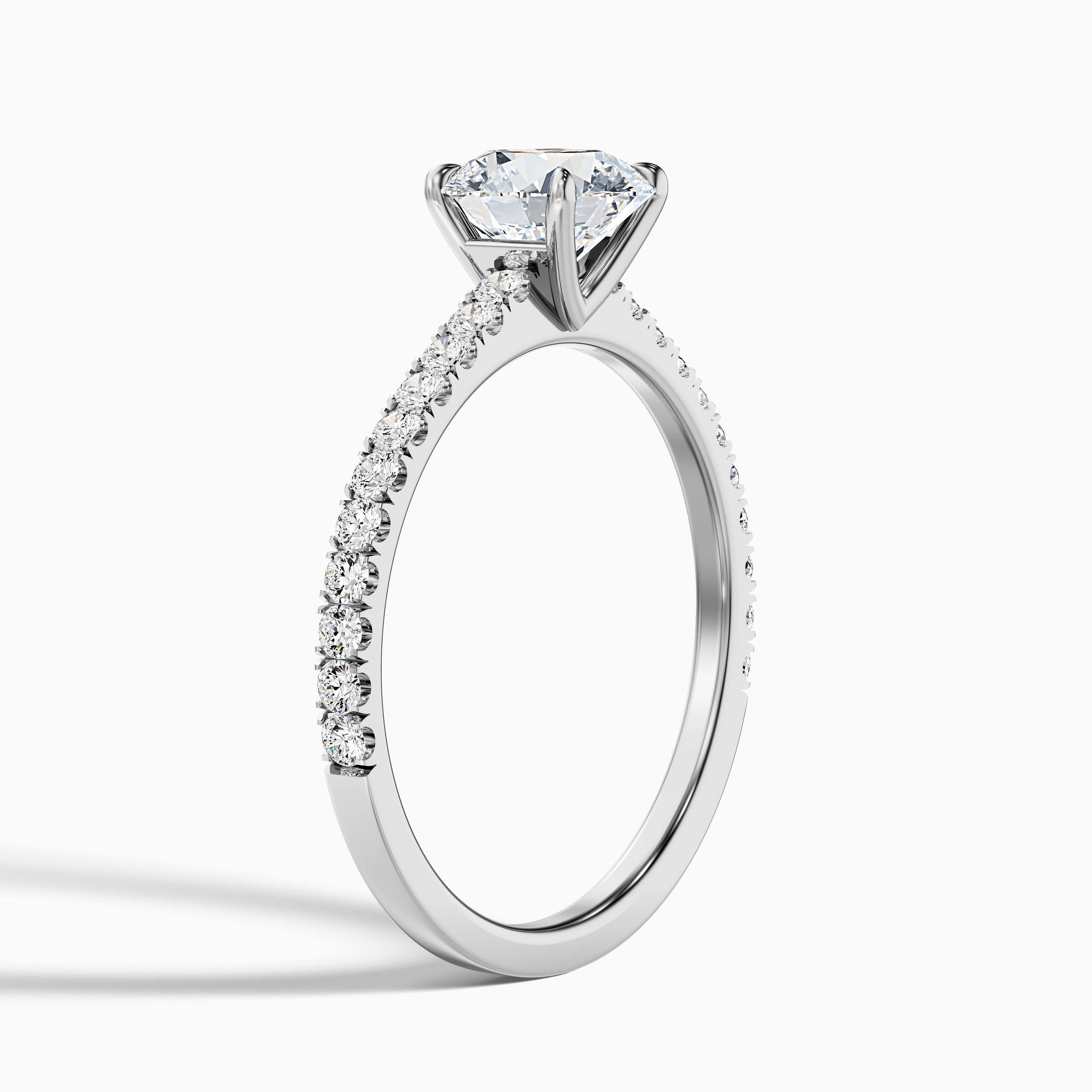 Zola 1 Carat Round Side Stone Pave Moissanite Engagement Ring in Platinum