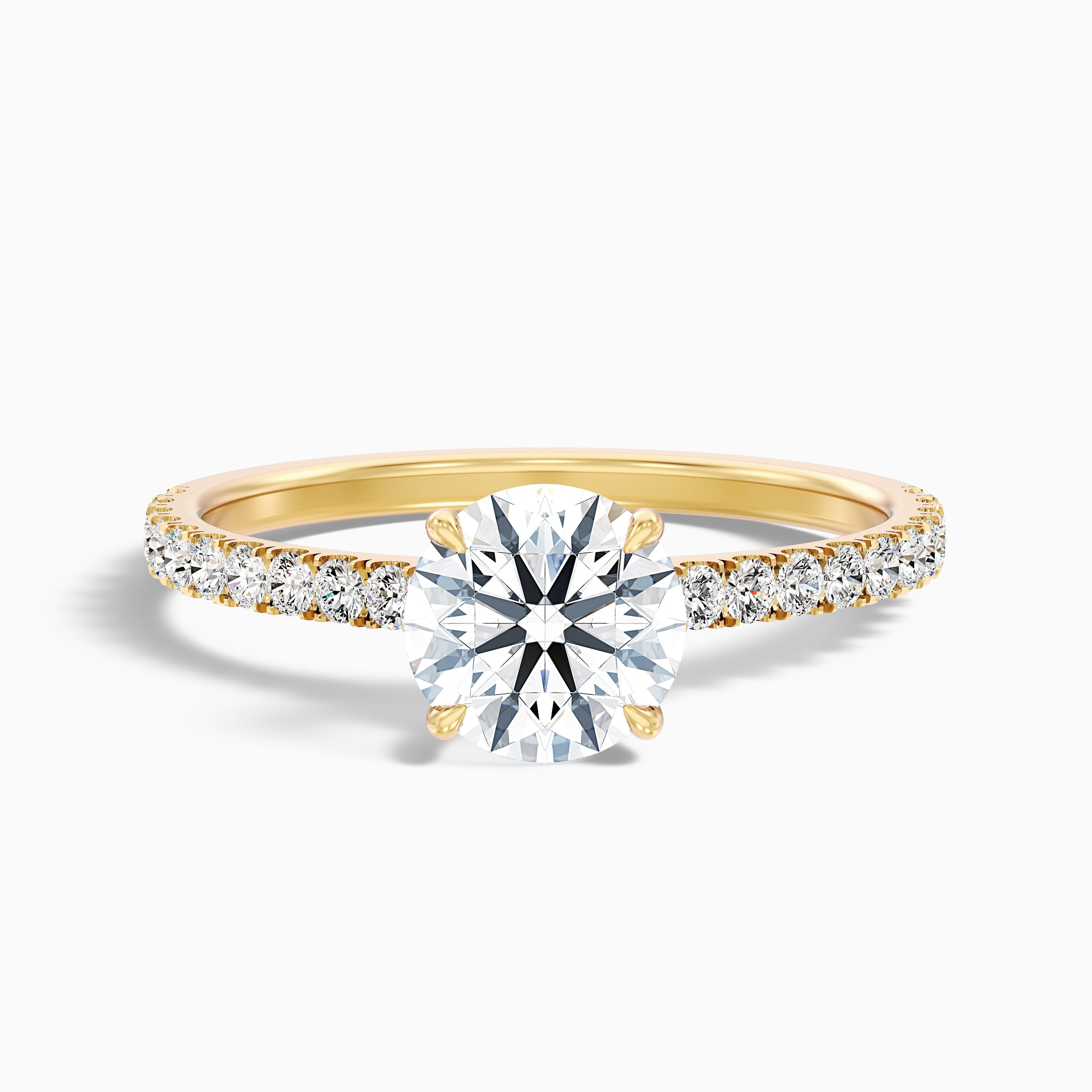 Sarah 1 Carat Round Side Stone Pave Lab Grown Diamond Ring in Platinum