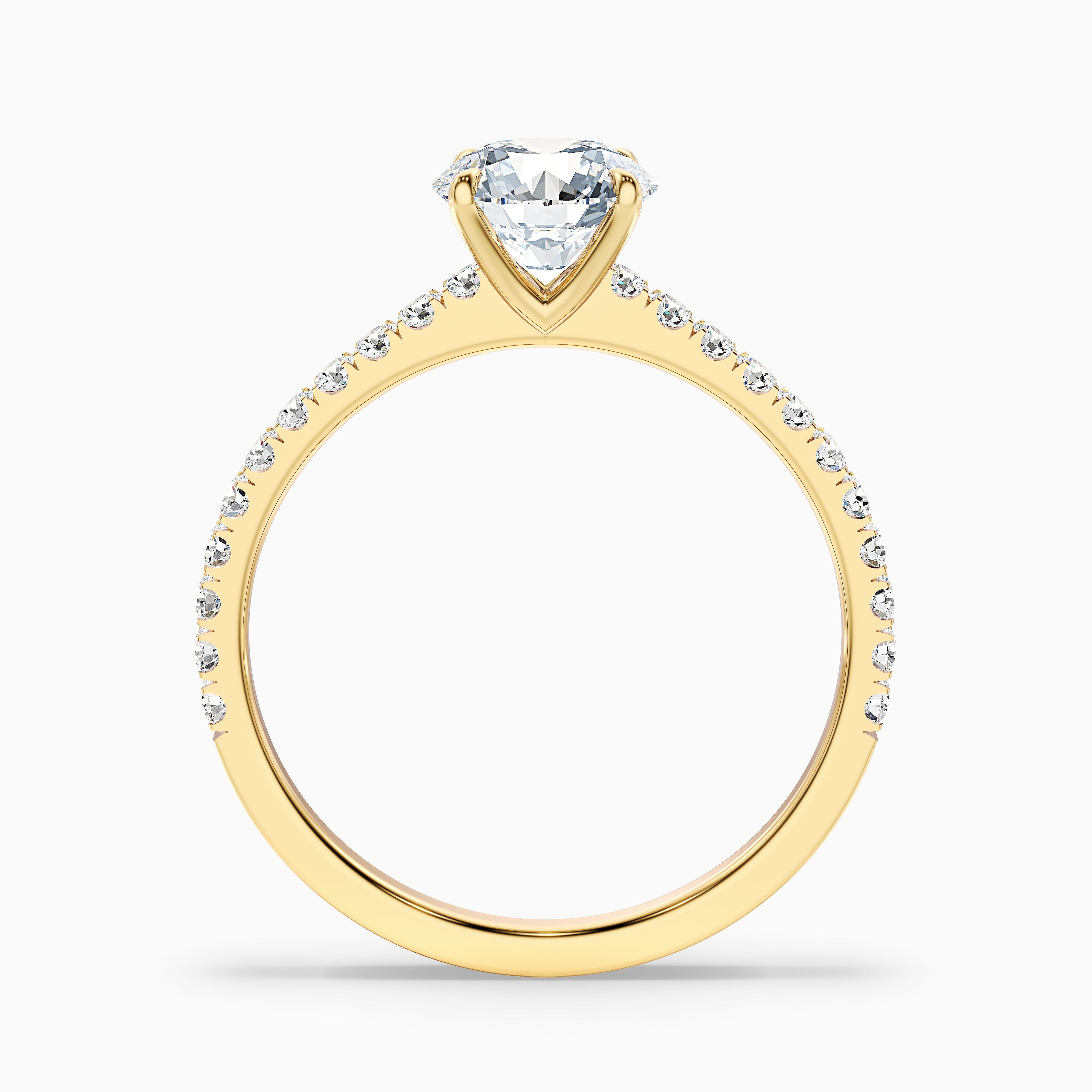 Zola 3.5 Carat Round Side Stone Pave Moissanite Engagement Ring in 14k Rose Gold DestGlow