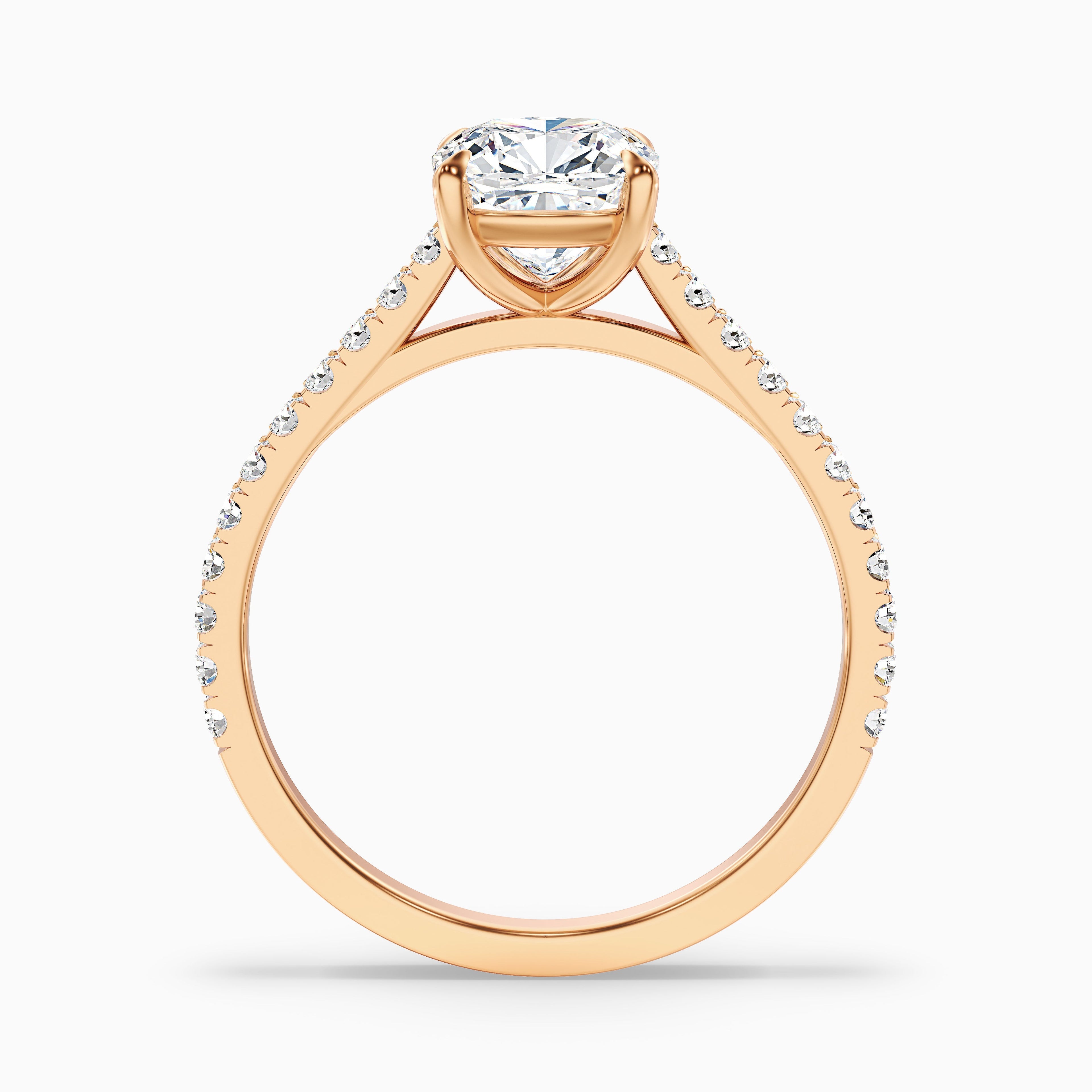 Lea 5 Carat Cushion Cut Side Stone Pave Lab Grown Diamond Ring in 10k White Gold
