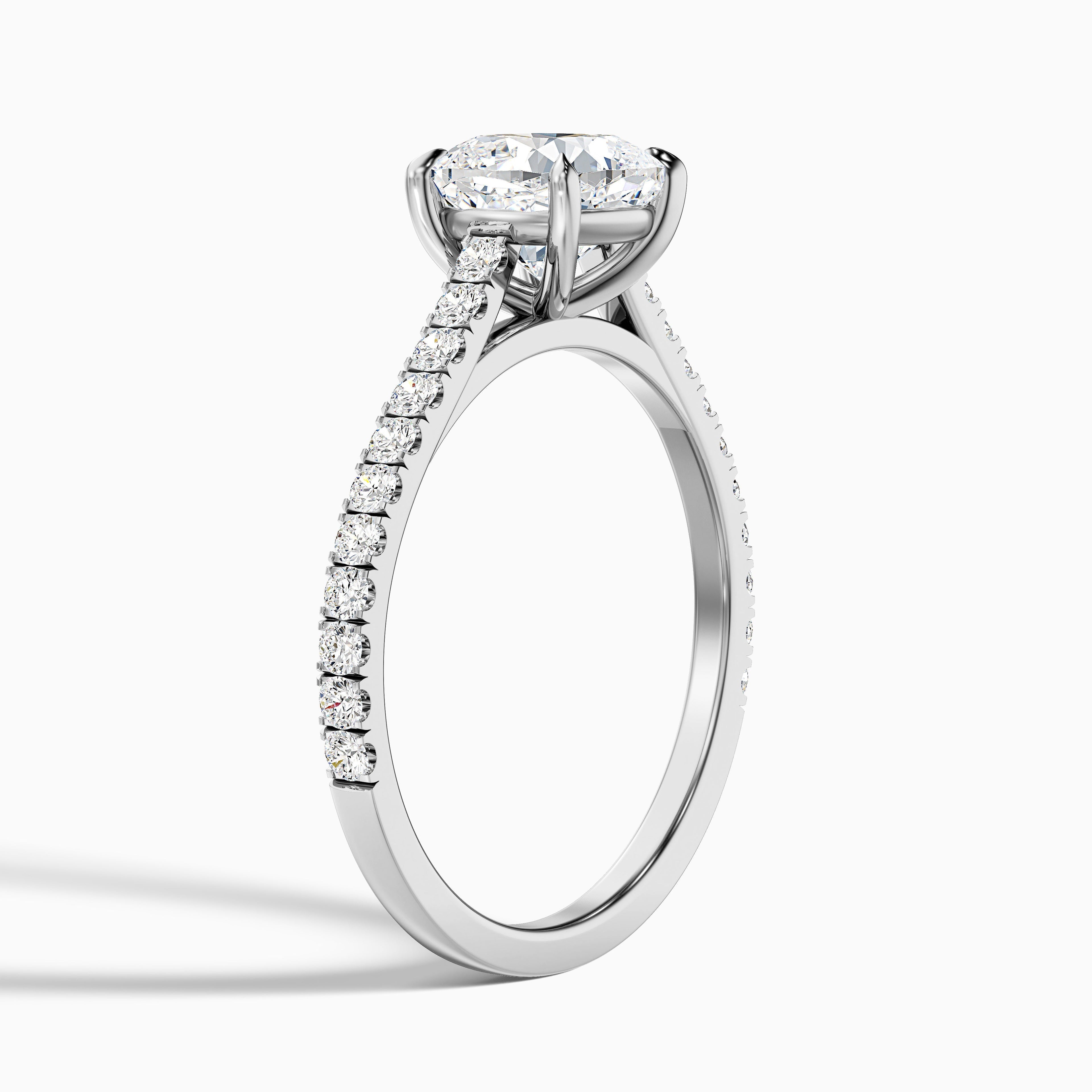Mary 4.5 Carat Cushion Cut Side Stone Pave Moissanite Engagement Ring in Platinum