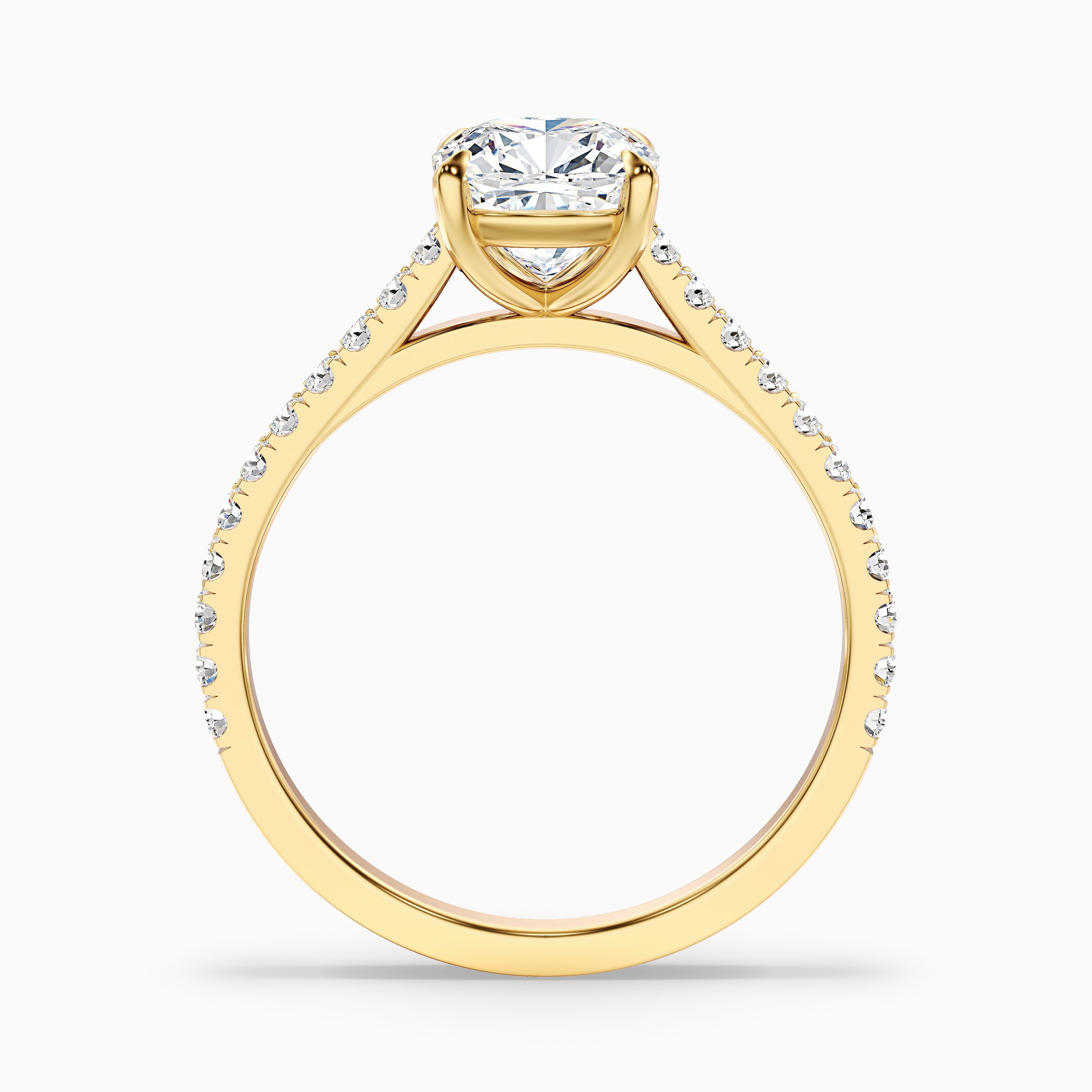 Lea 2 Carat Cushion Cut Side Stone Pave Lab Grown Diamond Ring in 18k Rose Gold