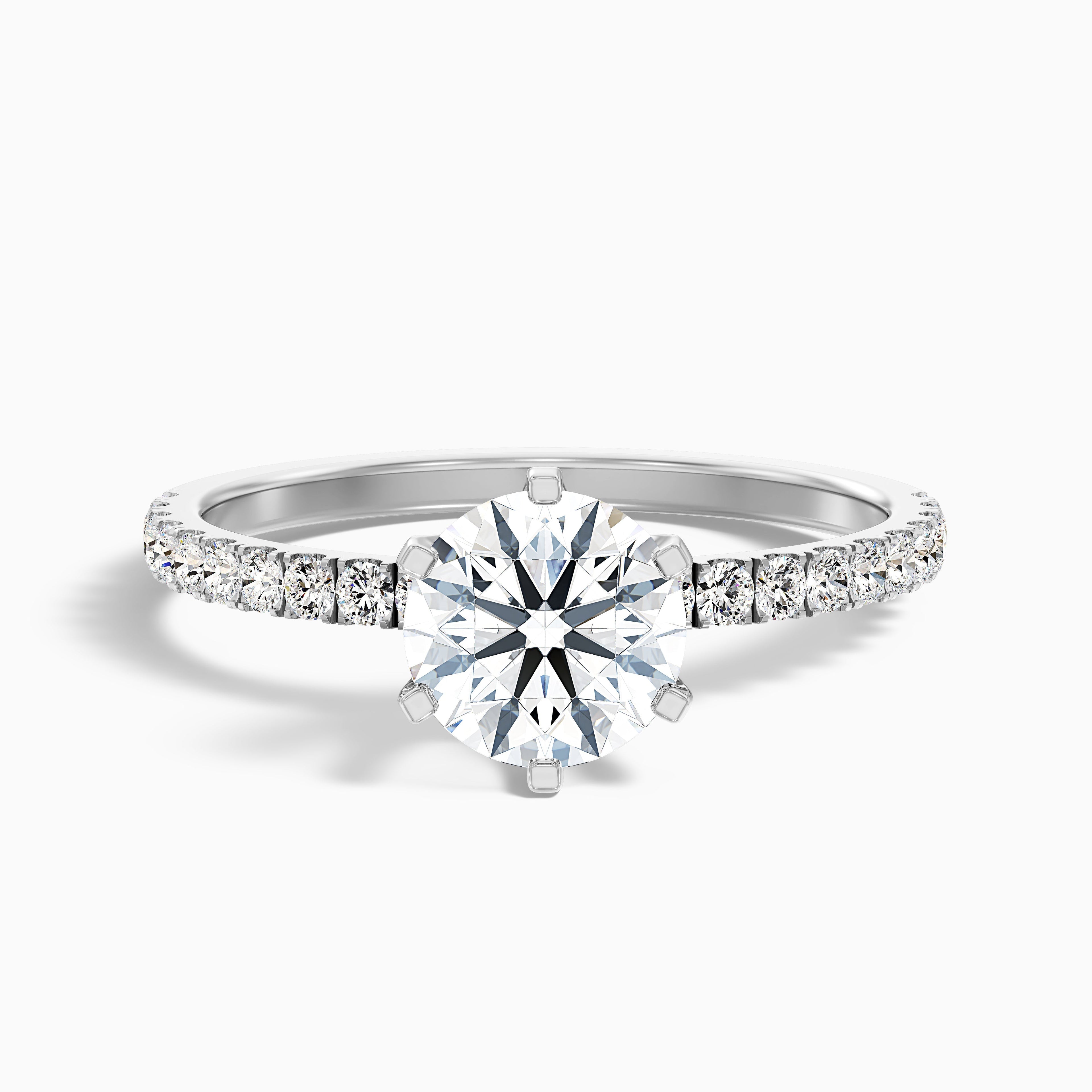 Olive 1 Carat Round Side Stone Pave Lab Grown Diamond Ring in 14k Rose Gold DestGlow
