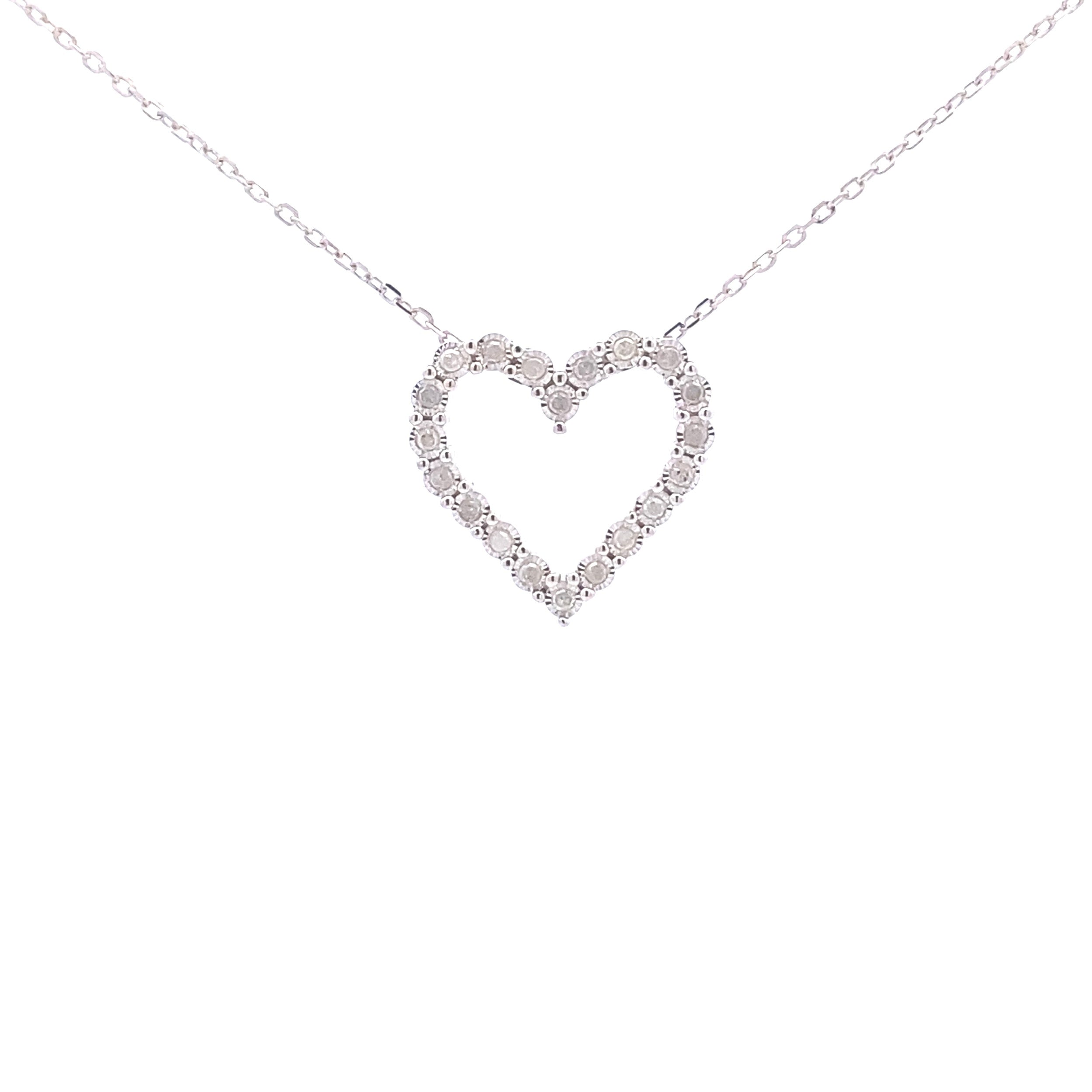.25ct Diamond Heart Love Pendant Sterling Silver by Bids.com