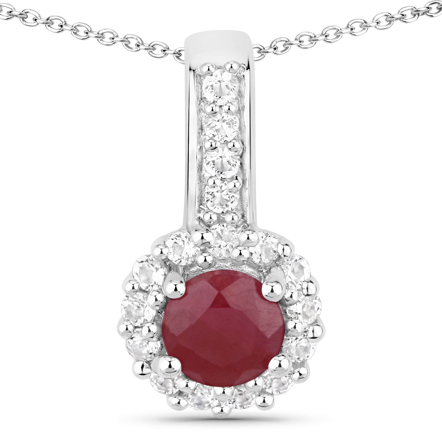 2.17 Carat Genuine Ruby and White Topaz .925 Sterling Silver Jewelry Set by Bids.com