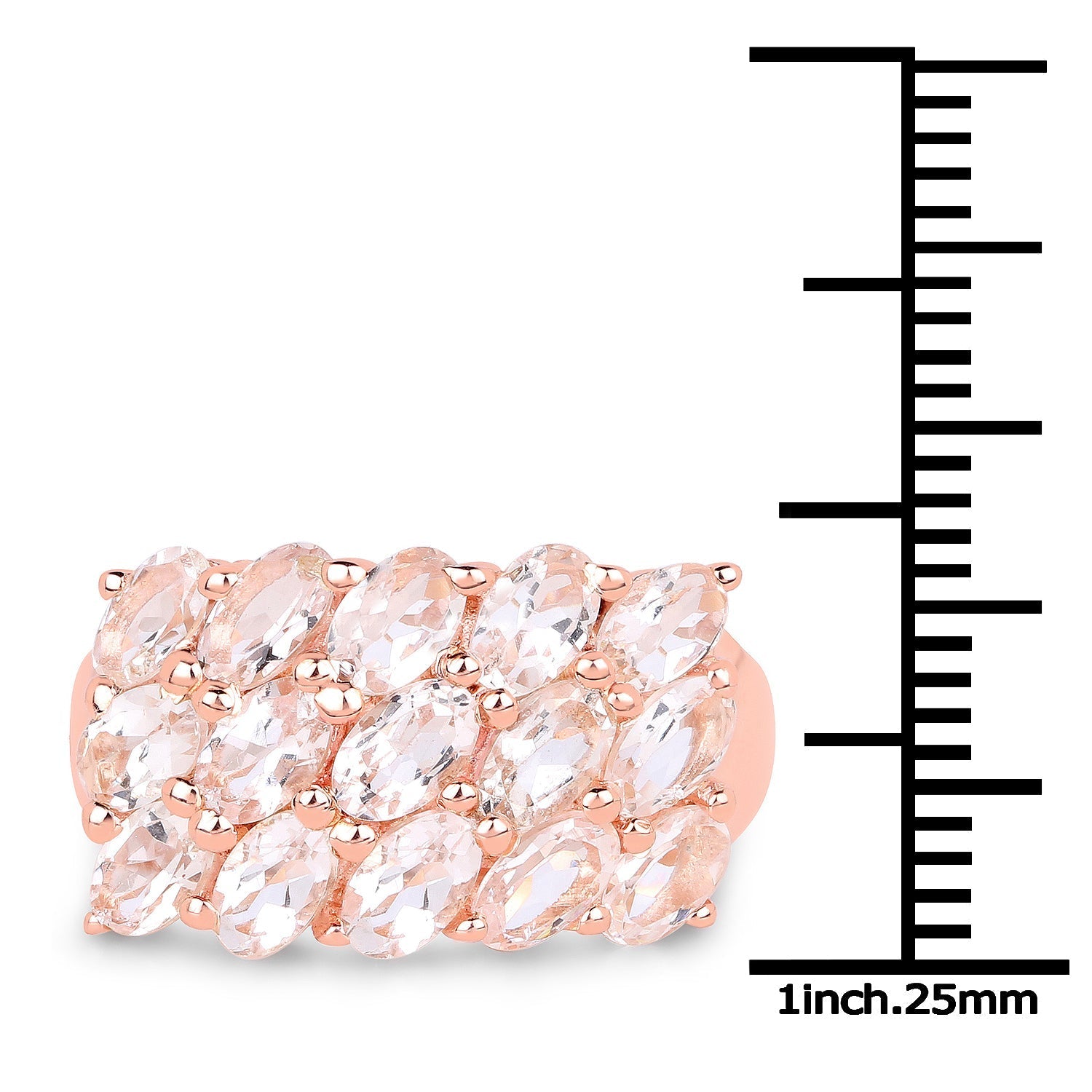 18K Rose Gold Plated 3.30 Carat Genuine Morganite .925 Sterling Silver Ring DestGlow