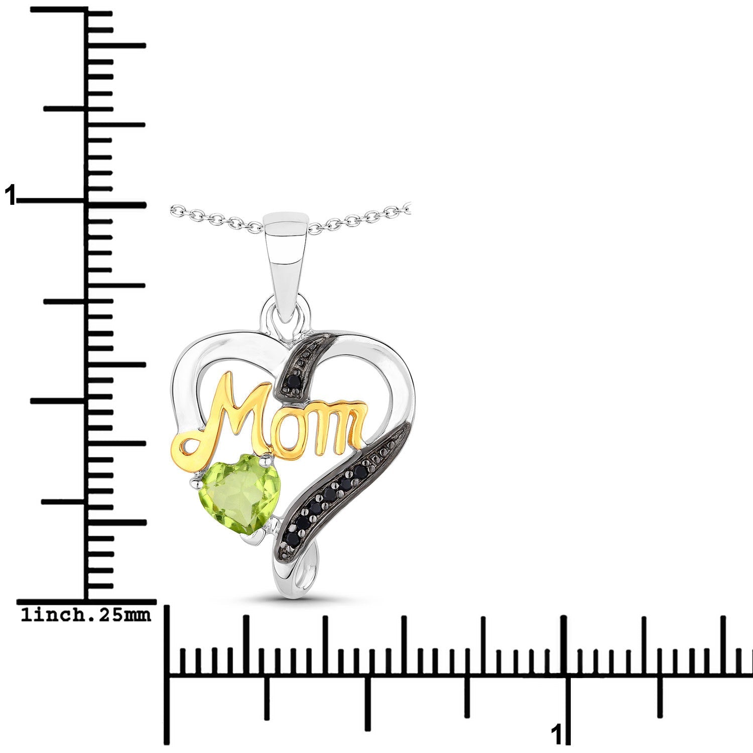 0.49 Carat Genuine Peridot and Black Spinel .925 Sterling Silver Pendant by Bids.com