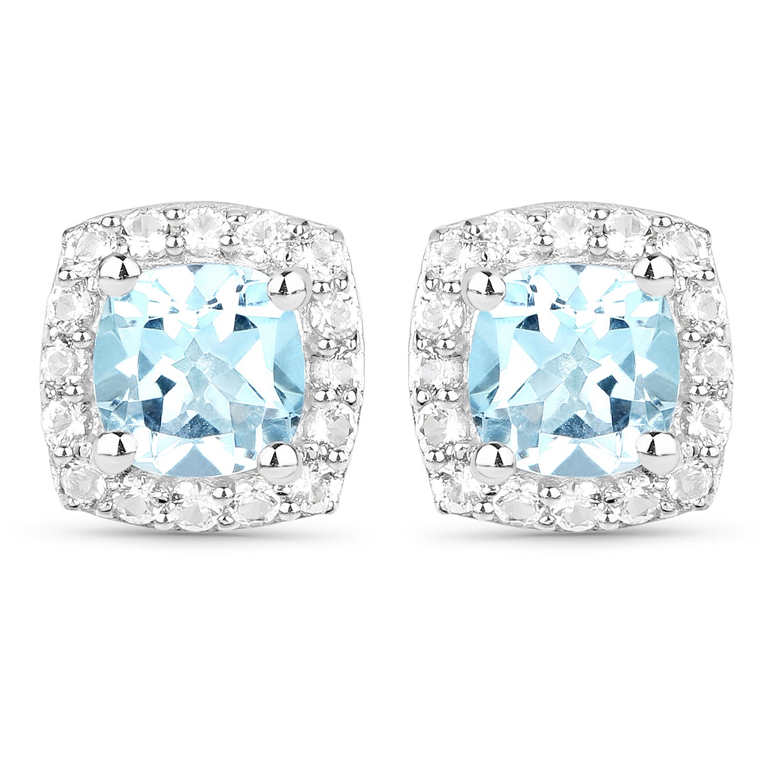 4.62 Carat Genuine Blue Topaz and White Topaz .925 Sterling Silver 3 Piece Jewelry Set (Ring, Earrings, and Pendant w/ Chain) by Bids.com
