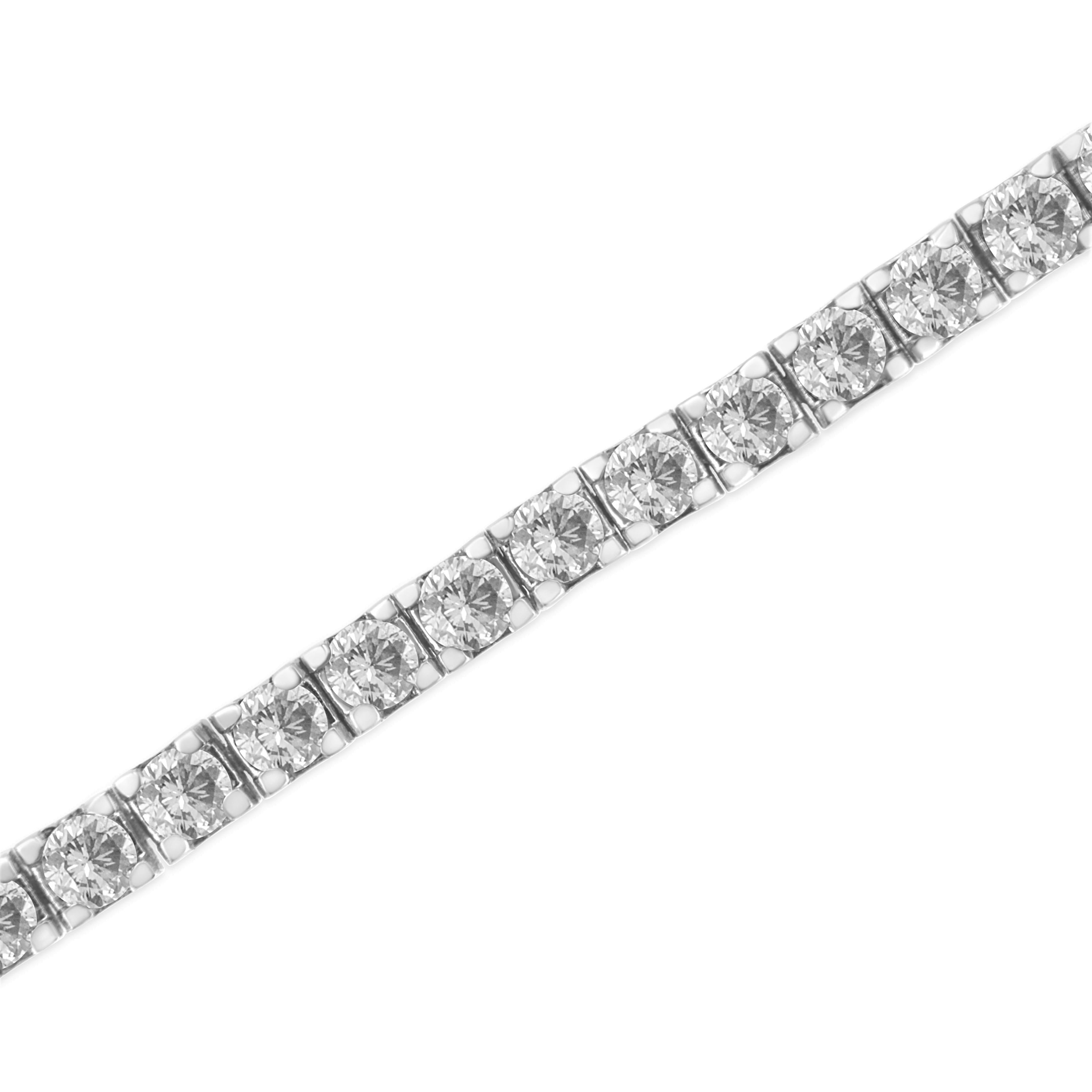 14K White Gold 5.00 Cttw Prong Set Lab Grown Round Diamond Classic Tennis Bracelet (F-G Color, VS2-SI1 Clarity) - 7.25" DestGlow