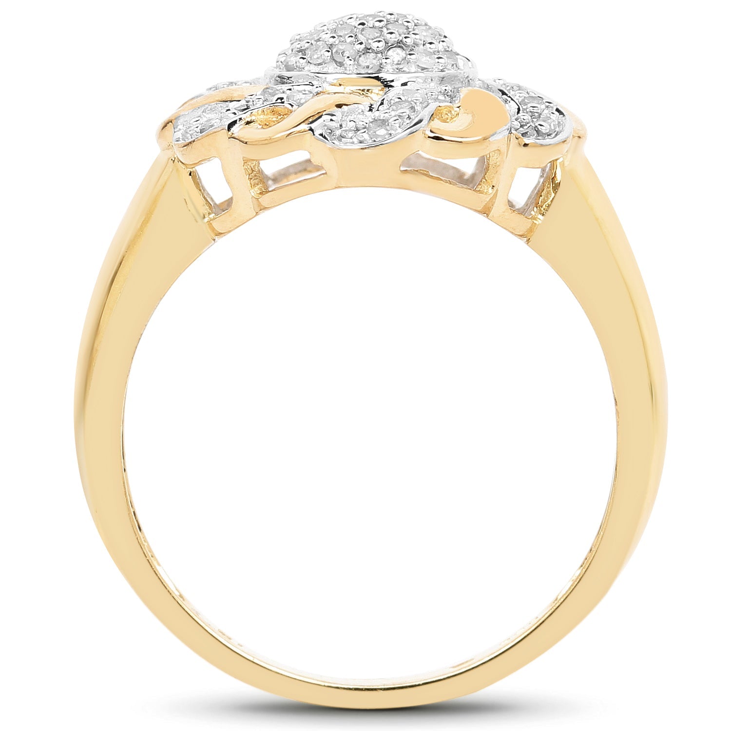 14K Yellow Gold Plated 0.28 Carat Genuine White Diamond .925 Sterling Silver Ring DestGlow