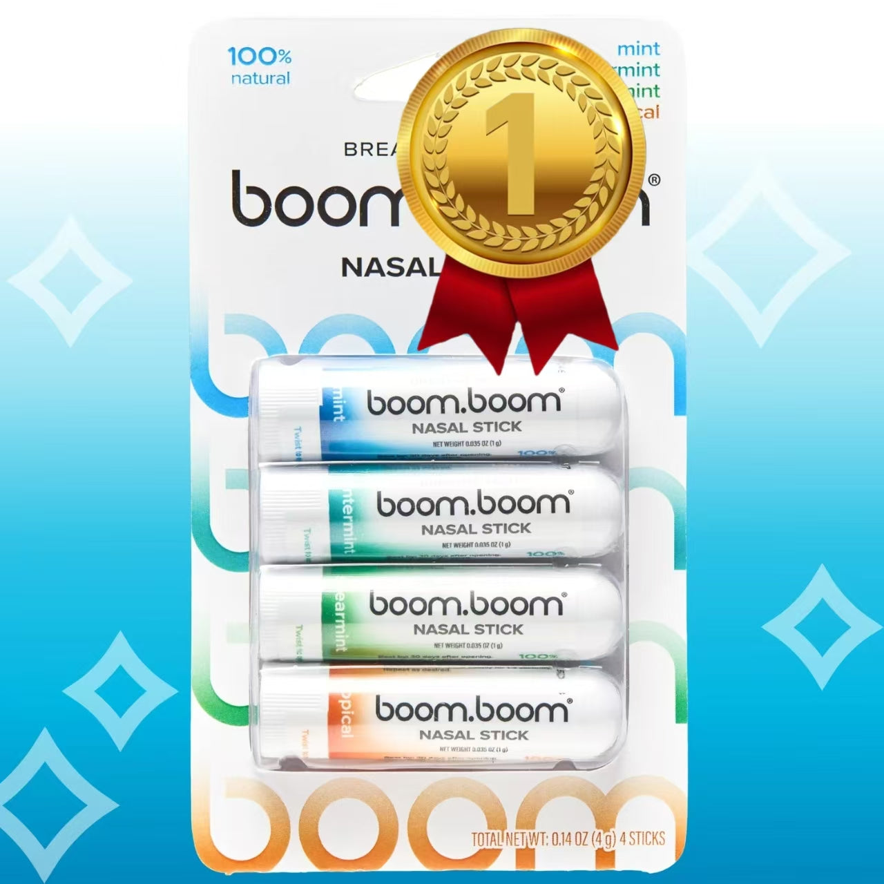BoomBoom Nasal Stick | Vapor Flow Technology | Cool Refreshing Sensation | Natural Mood Boost | Simple Ingredients | Essential Oils + Menthol Inhaler (Mint, Wintermint, Tropical) - DestGlow