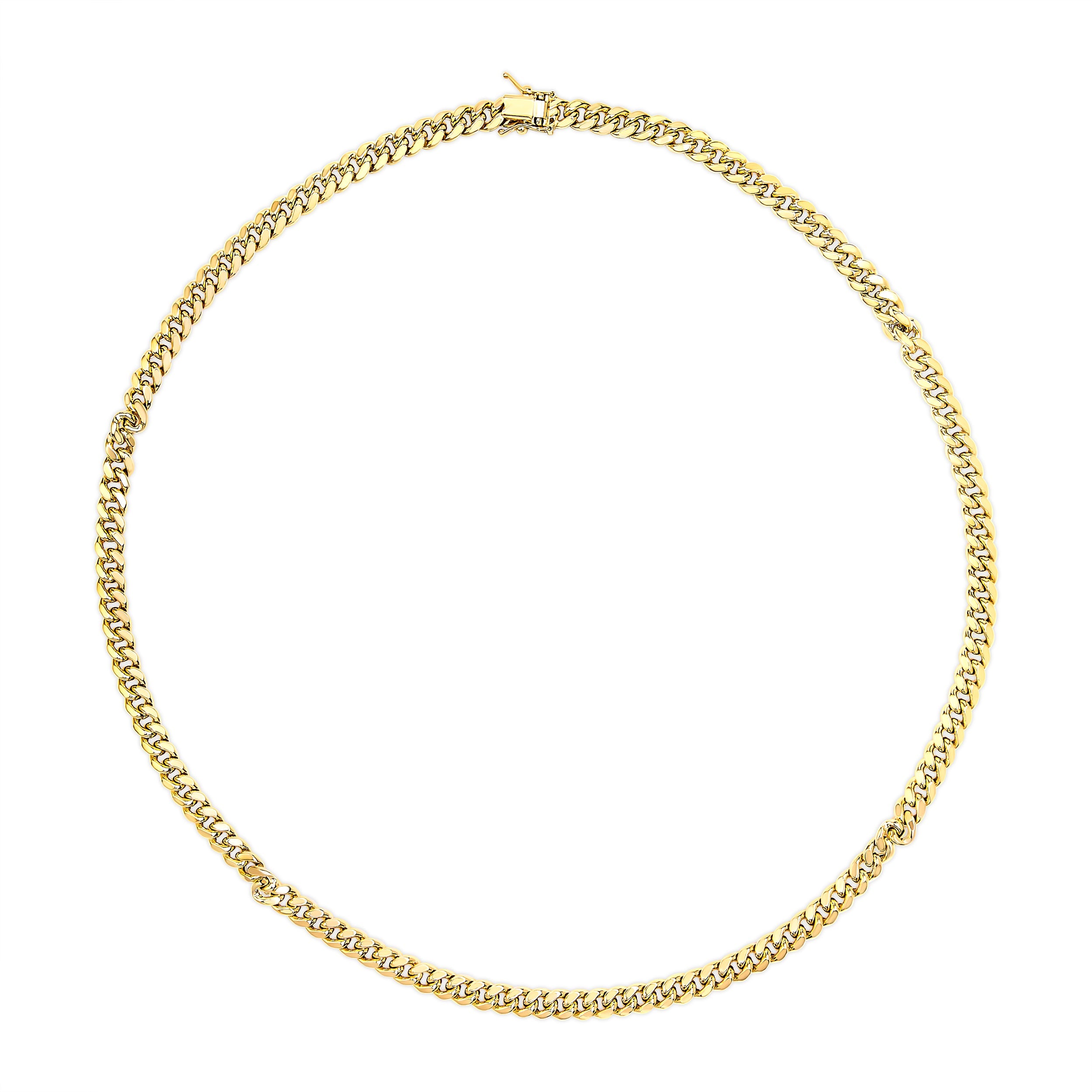 Semi-Solid 14K Yellow Gold 6.1mm Classic Miami Cuban Chain Necklace - 22 Inches DestGlow