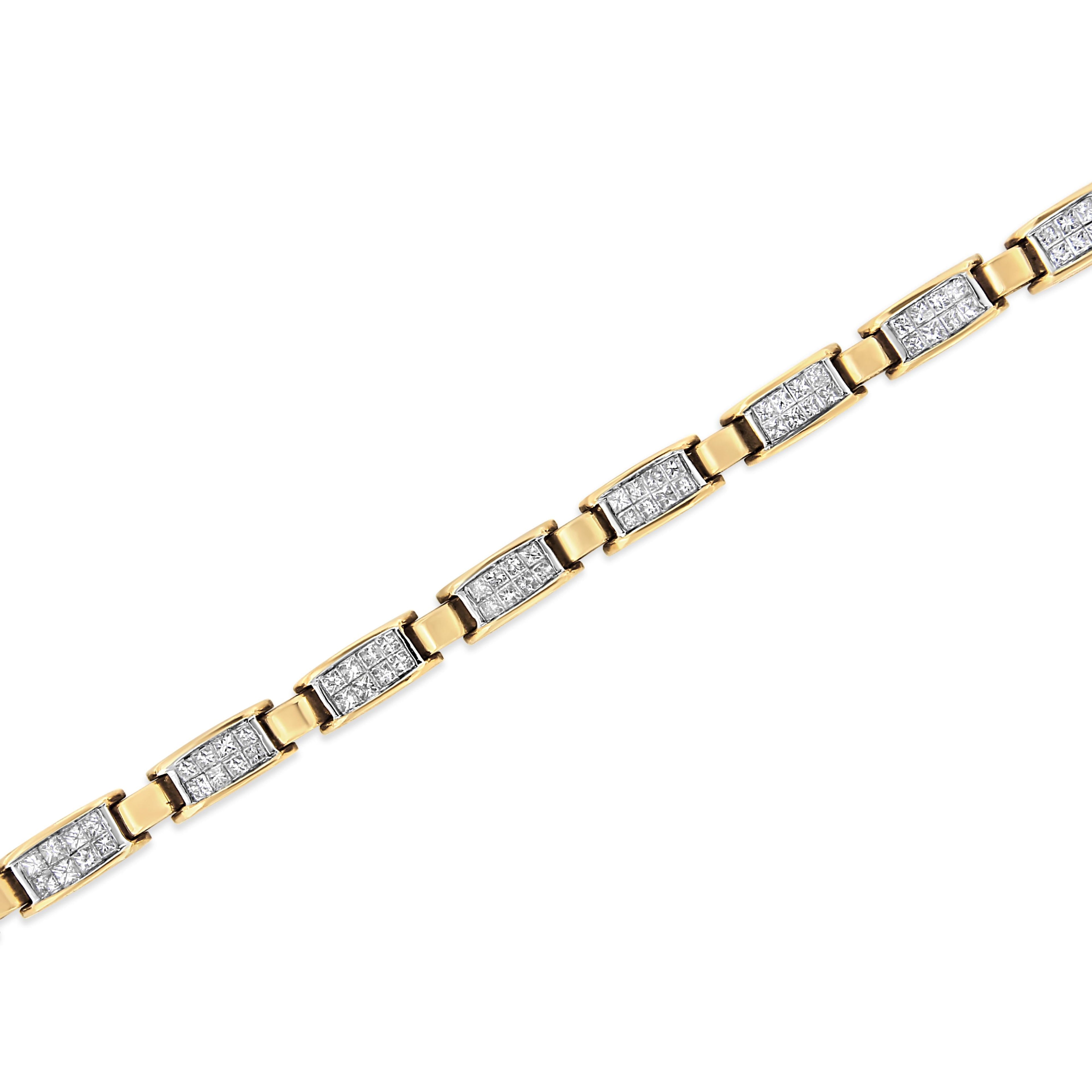 14K Yellow Gold 2 1/2 Cttw Princess-Cut Diamond Link Tennis Bracelet (H-I Color, SI2-I1 Clarity) - 7.25" by Bids.com