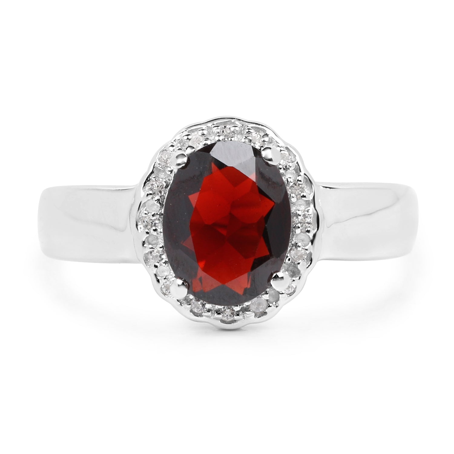 2.58 Carat Genuine Garnet and White Topaz .925 Sterling Silver Ring by Bids.com