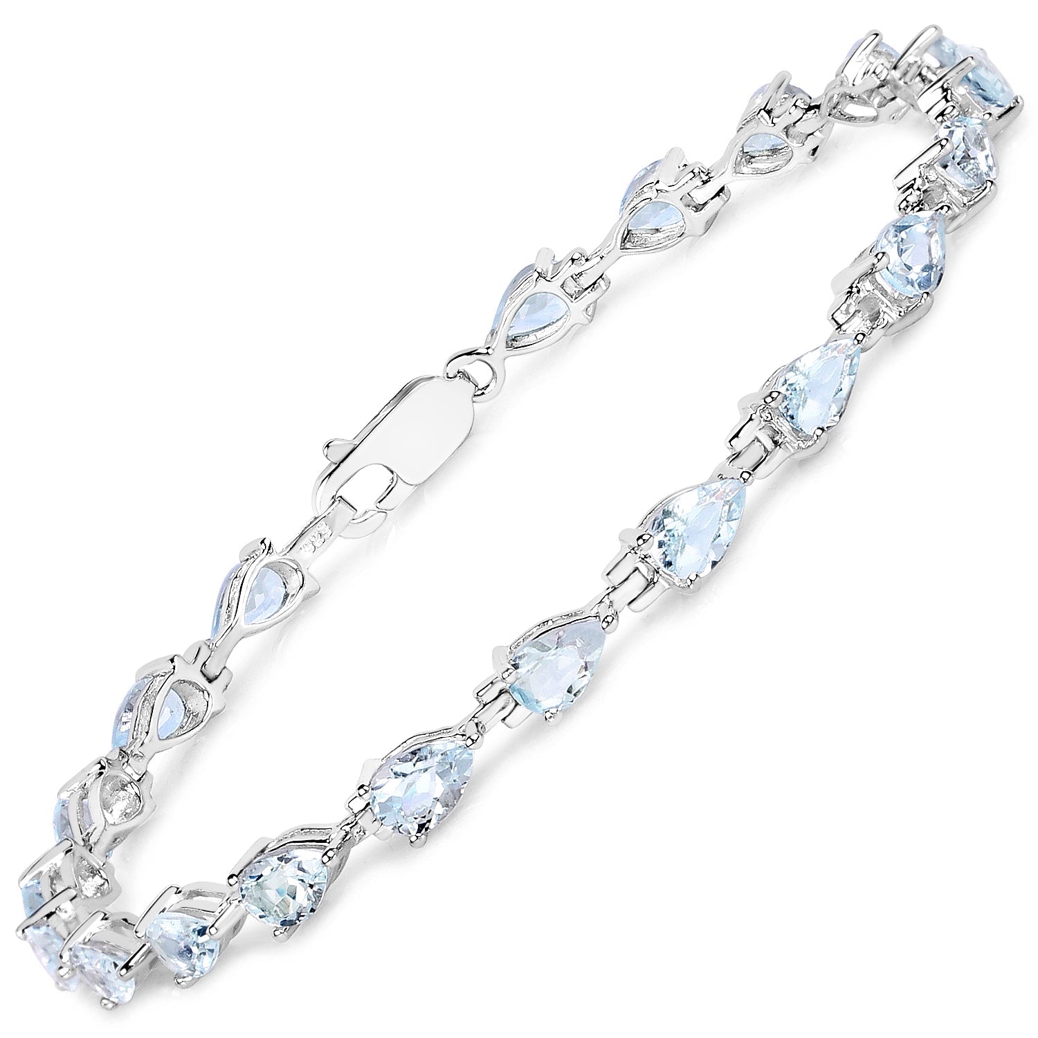 7.00 Carat Genuine Aquamarine .925 Sterling Silver Bracelet DestGlow