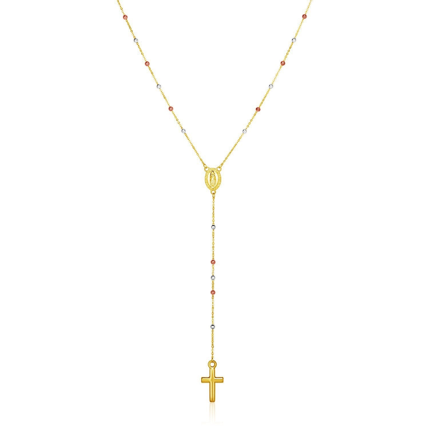 14k Tri Color Gold Lariat Rosary Necklace by Bids.com