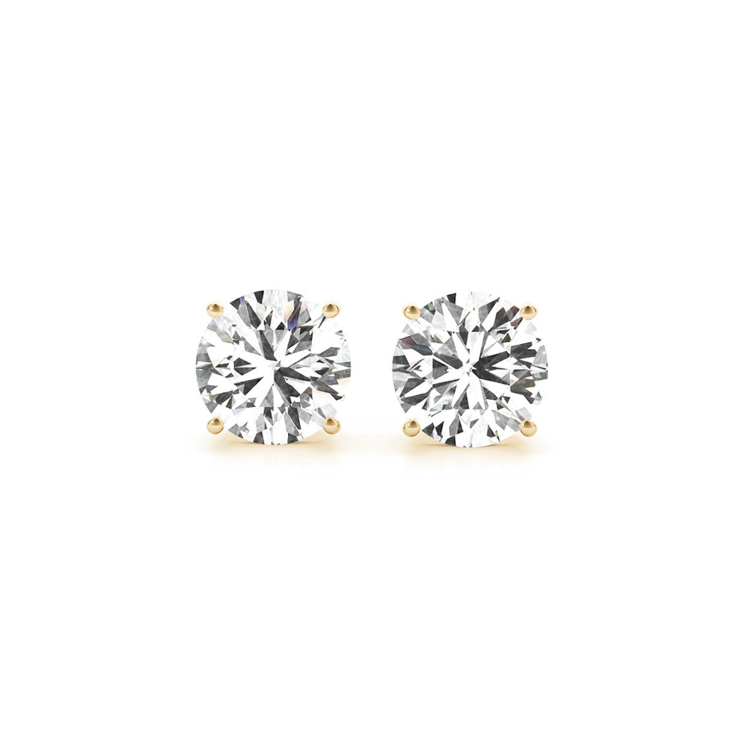4 cttw Certified IGI Lab Grown Round Diamond Stud Earrings 14k Yellow Gold (G/VS2) DestGlow