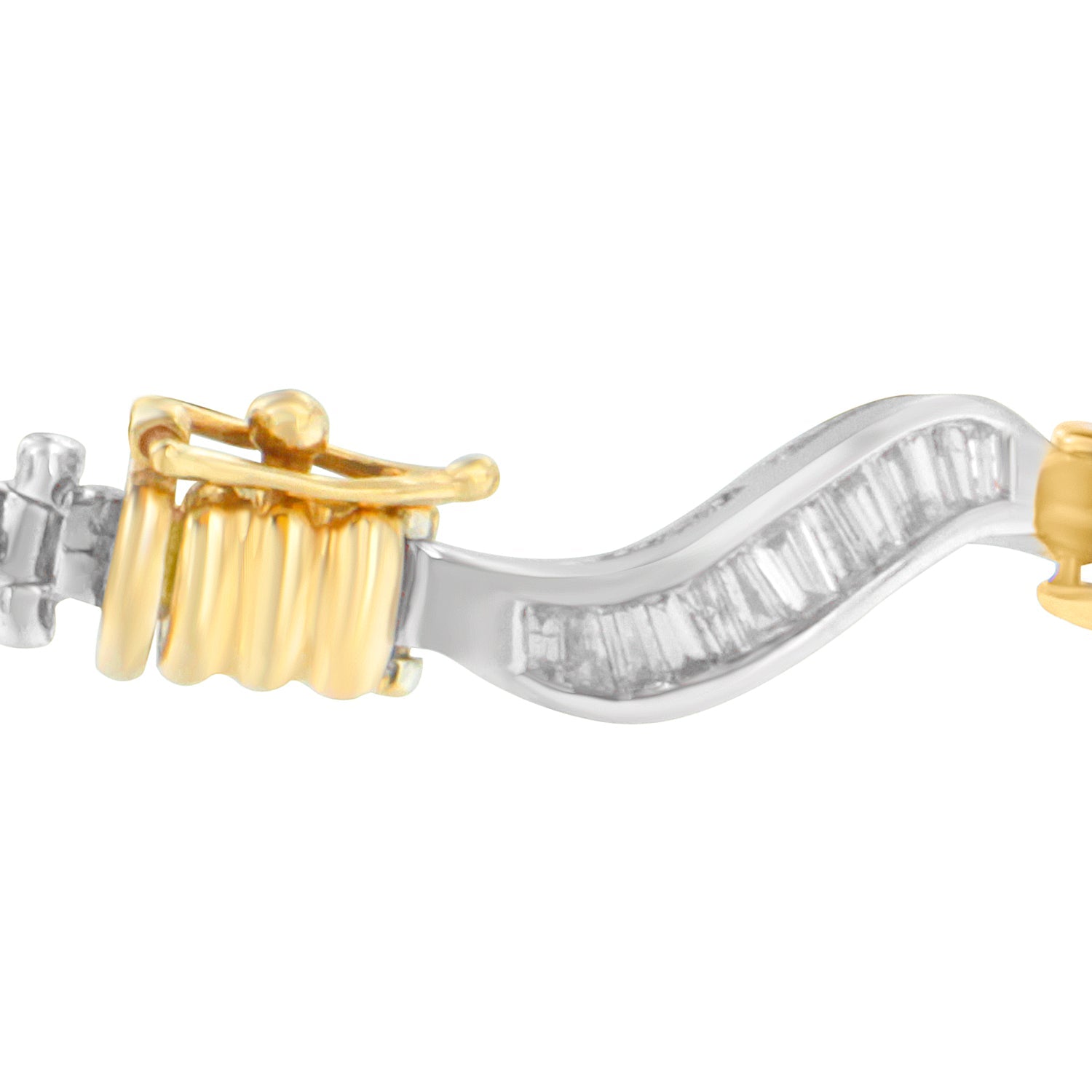Original Classics 10K Two-Tone Gold Baguette Cut Diamond Spiral Bracelet (2.00 cttw, H-I Color, I1-I2 Clarity) by Bids.com