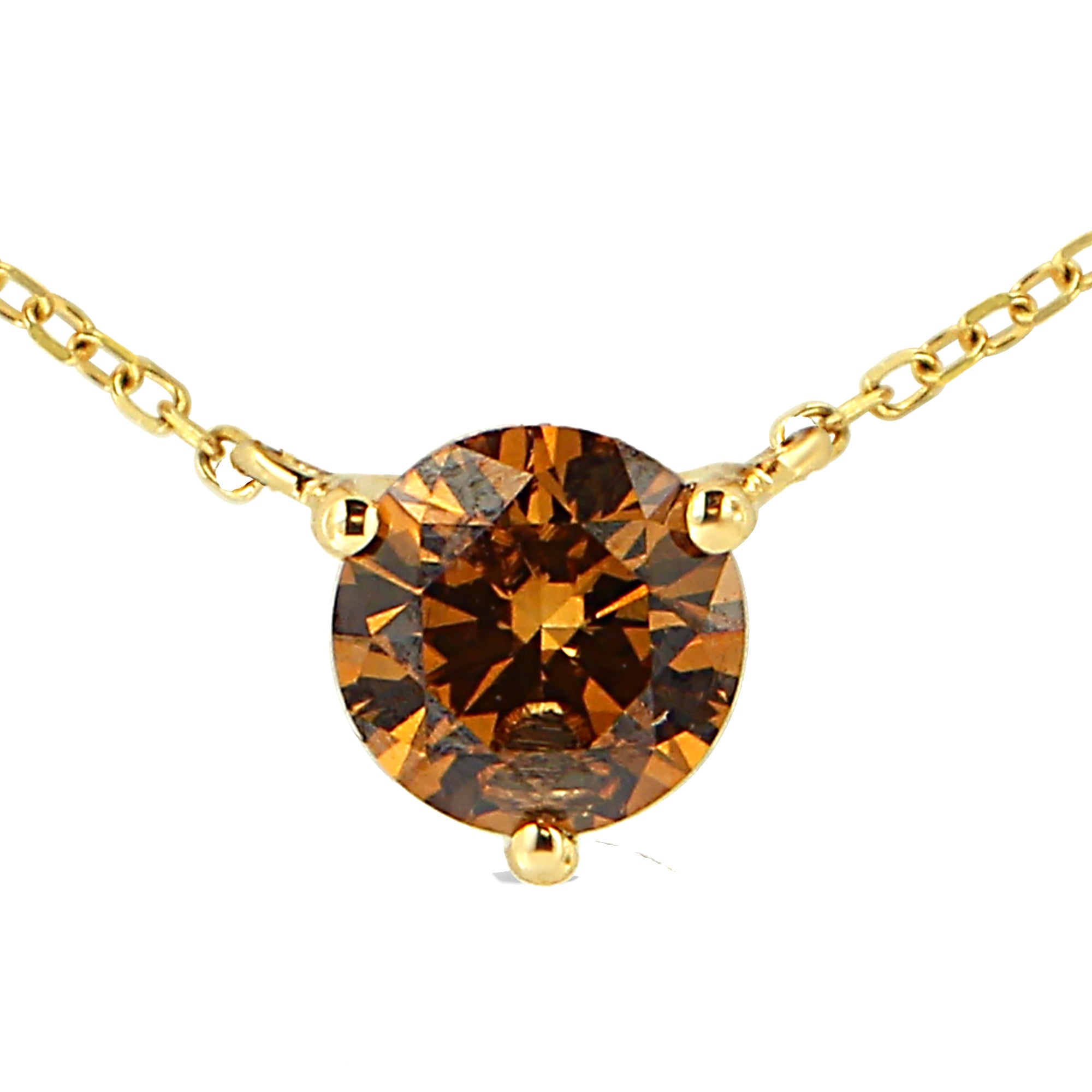 14K Yellow Gold 1/2 Cttw Martini Set Lab Grown Yellow Diamond Solitaire 18" Pendant Necklace (Yellow Color, VS2-SI1 Clarity) by Bids.com