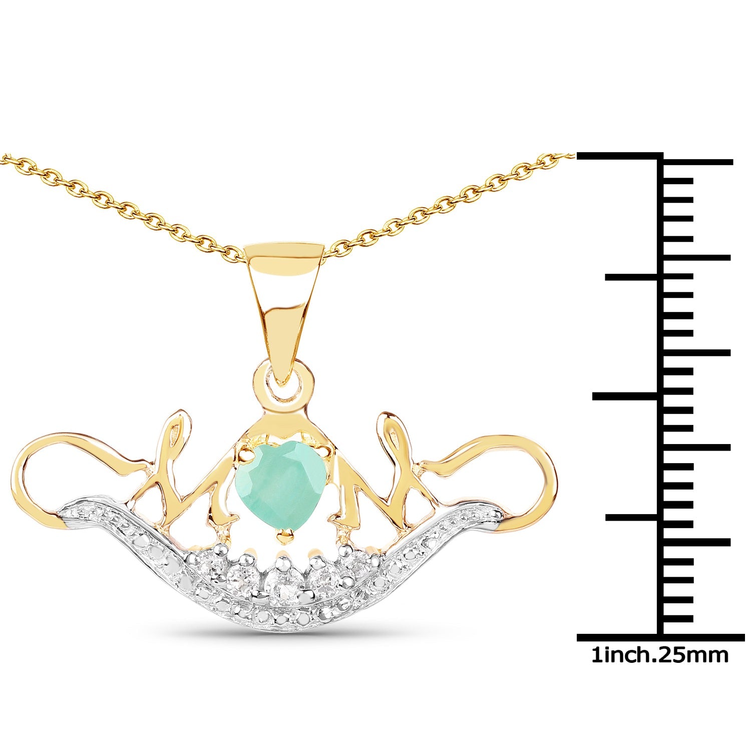 14K Yellow Gold Plated 0.62 Carat Genuine Emerald and White Topaz .925 Sterling Silver Pendant by Bids.com