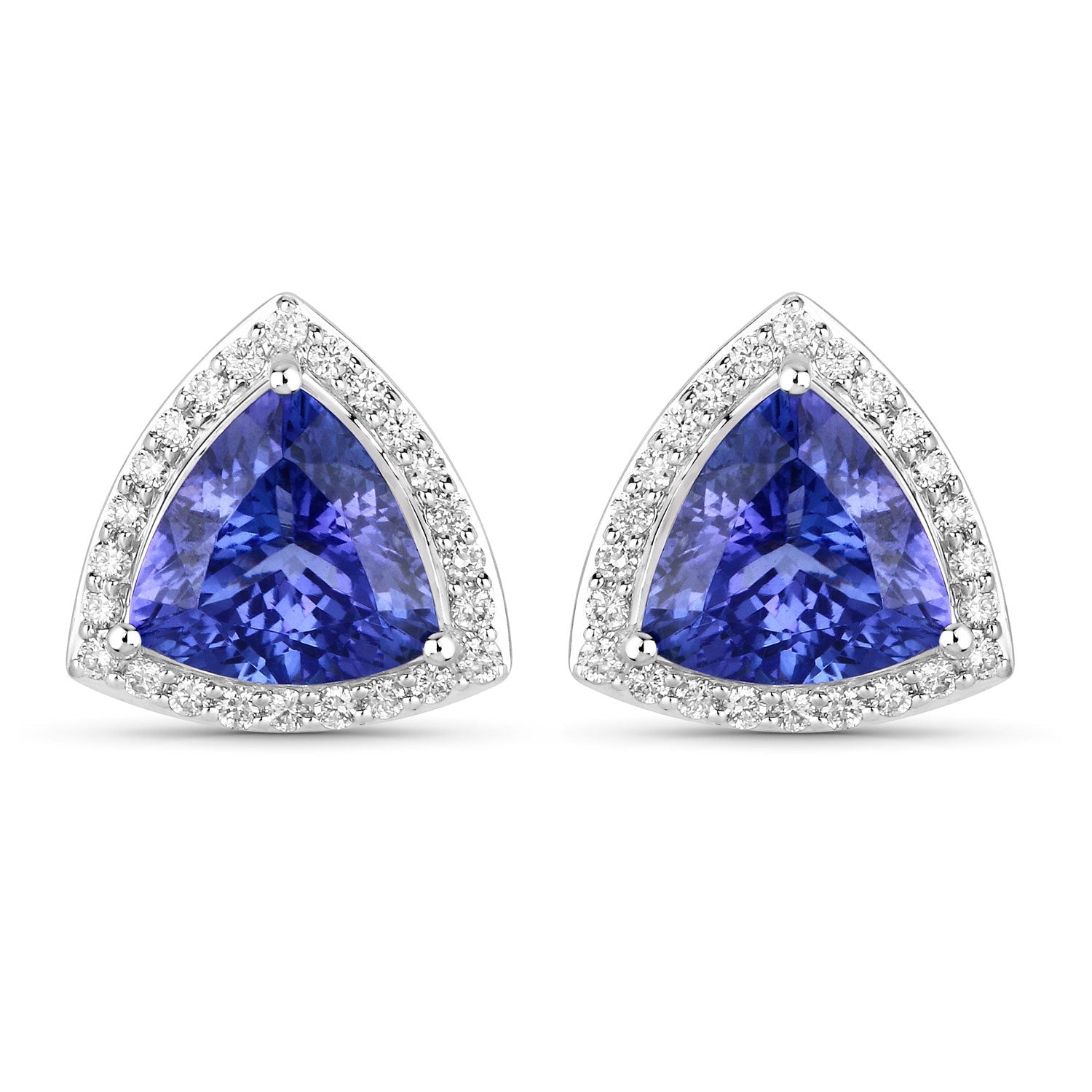 4.62 Carat Genuine Tanzanite and White Diamond 14K White Gold Earrings by Bids.com