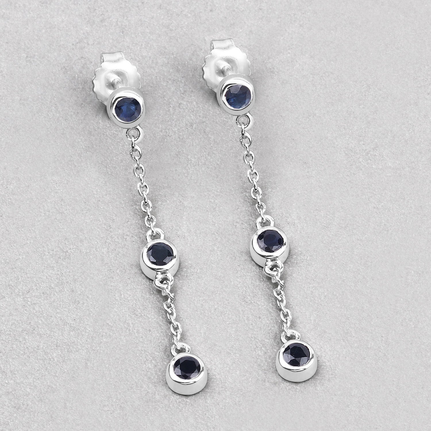 0.66 Carat Genuine Blue Sapphire .925 Sterling Silver Earrings by Bids.com